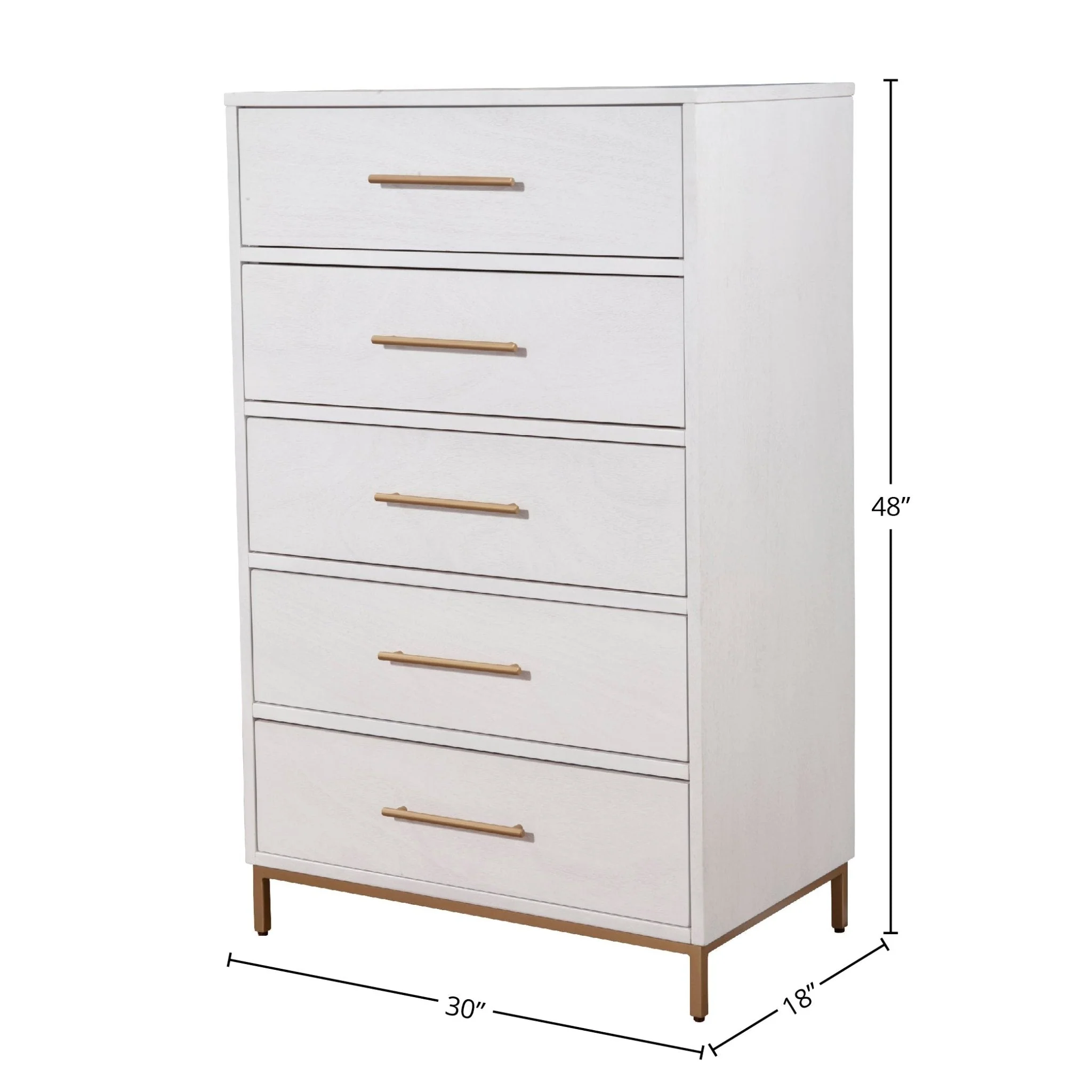 Madelyn Five Drawer Chest, White - Image 5