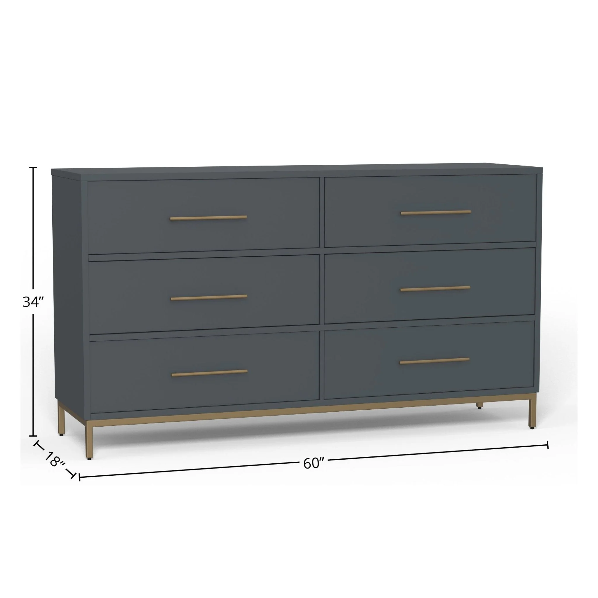 Madelyn Six Drawer Dresser, Slate Gray - Image 4
