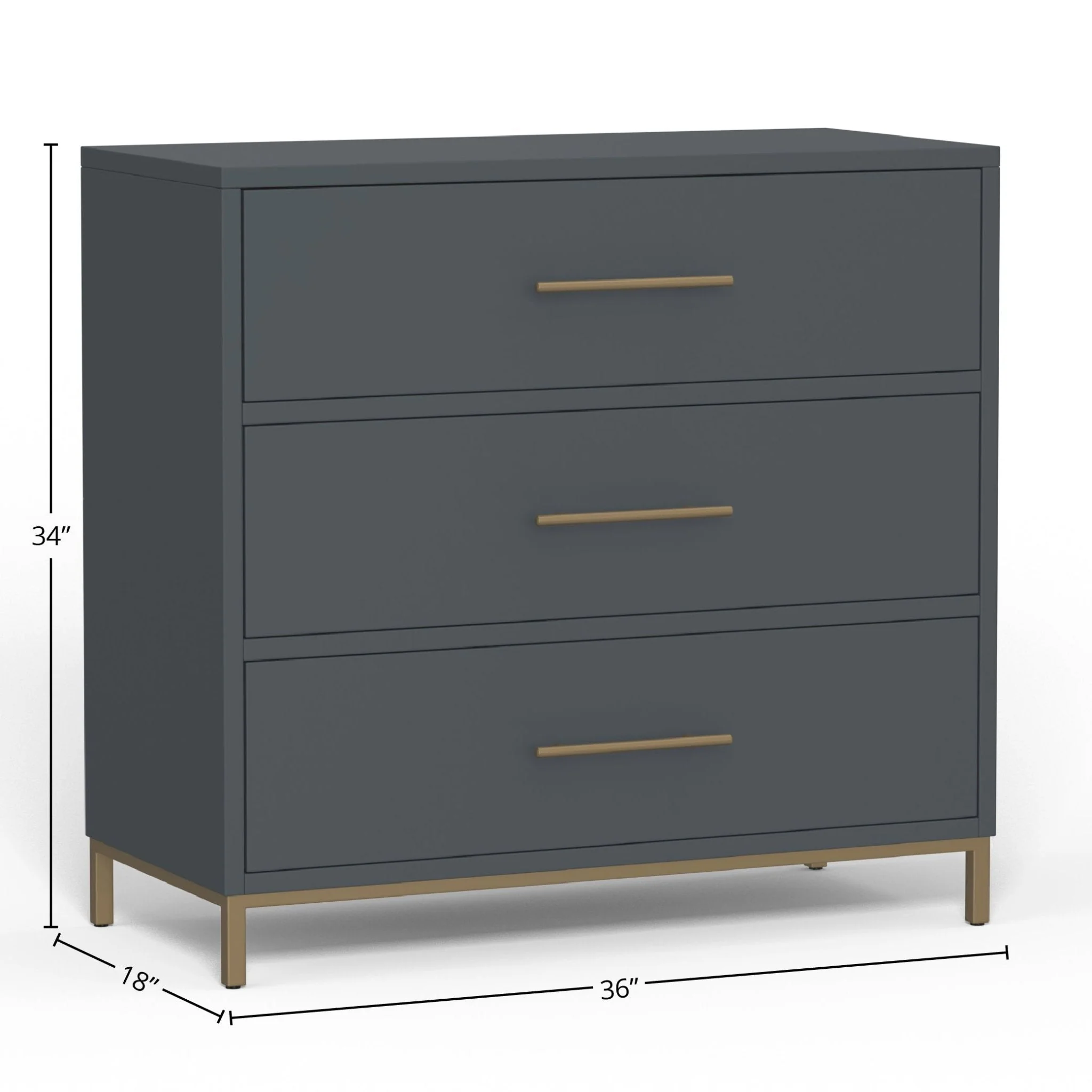 Madelyn Three Drawer Small Chest, Slate Gray - Image 4