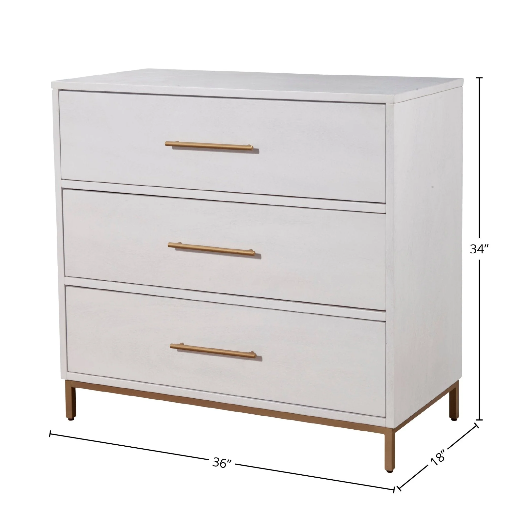 Madelyn Three Drawer Small Chest, White - Image 5