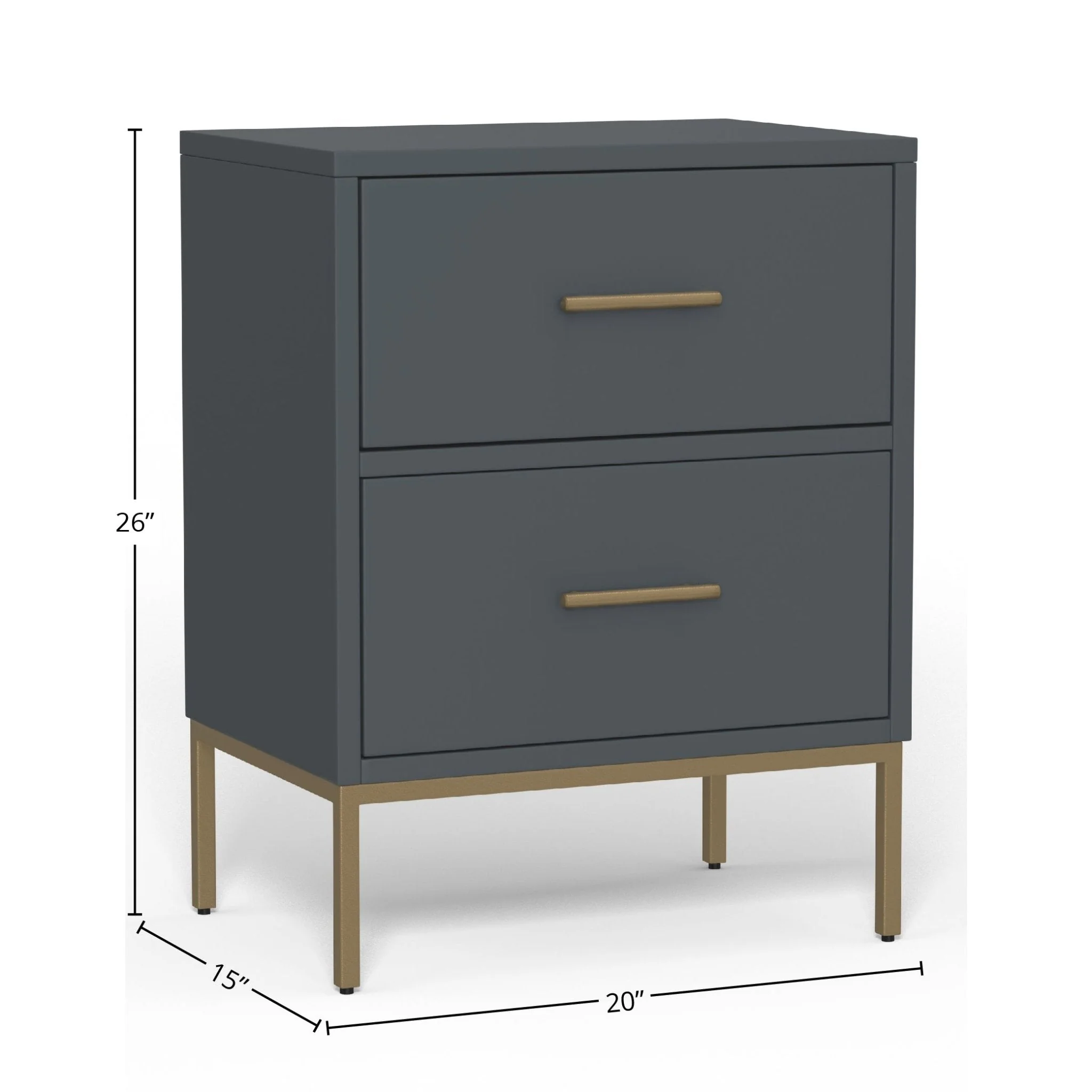 Madelyn Two Drawer Nightstand, Slate Gray - Image 4