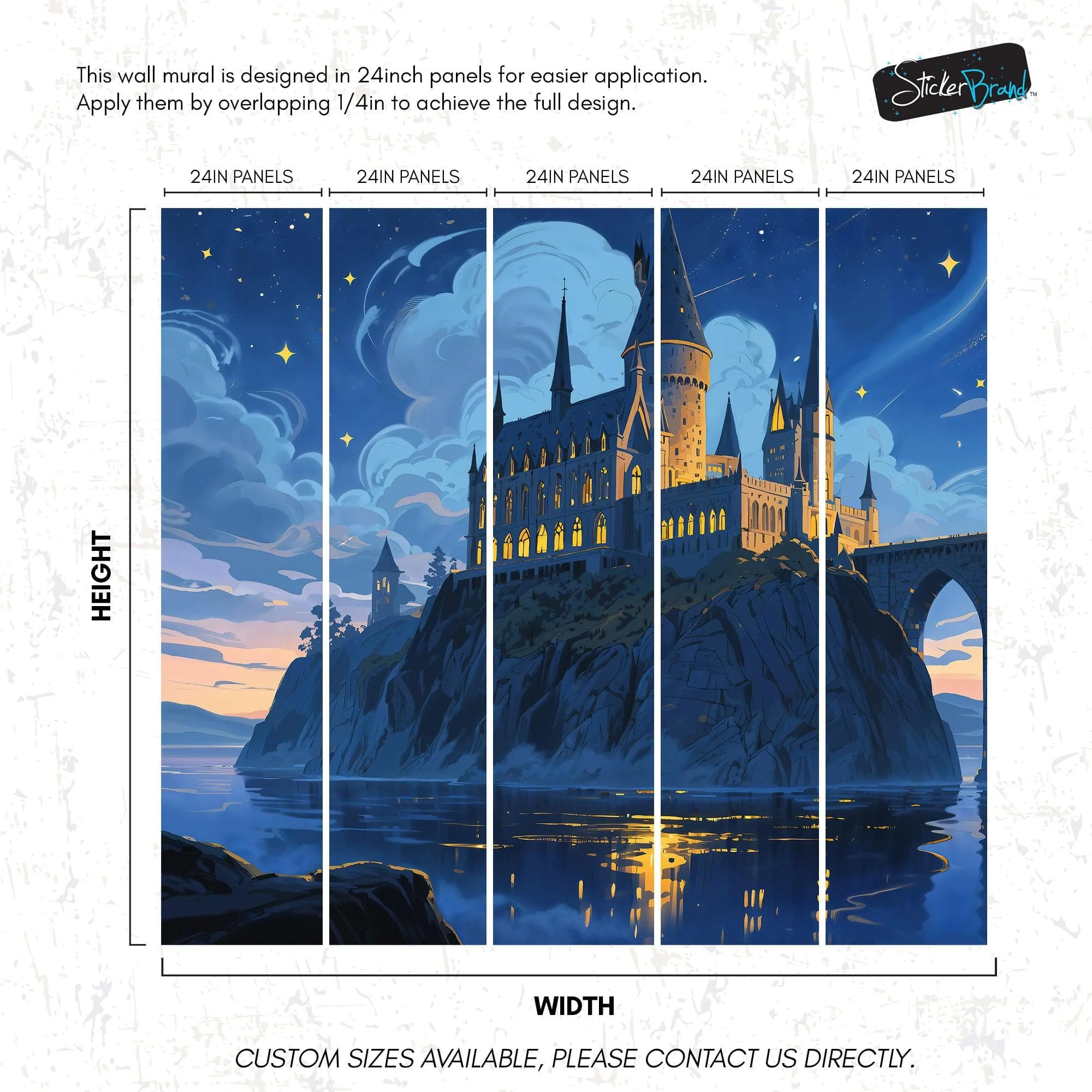Magical Hogwarts Castle Twilight Wallpaper Mural. Wizardly World Fantasy Theme Wall Art. #6985 - Image 11