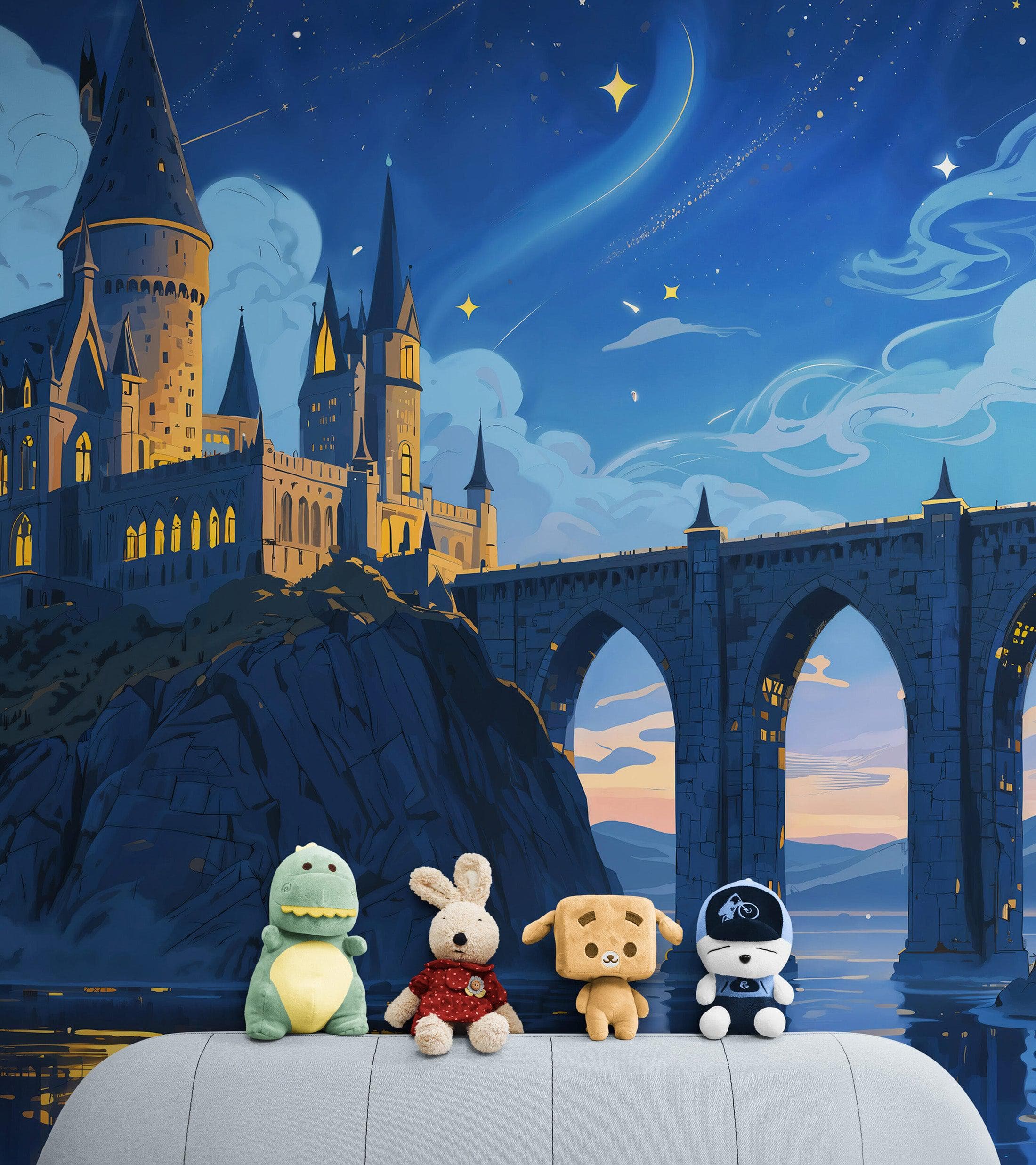 Magical Hogwarts Castle Twilight Wallpaper Mural. Wizardly World Fantasy Theme Wall Art. #6985 - Image 3