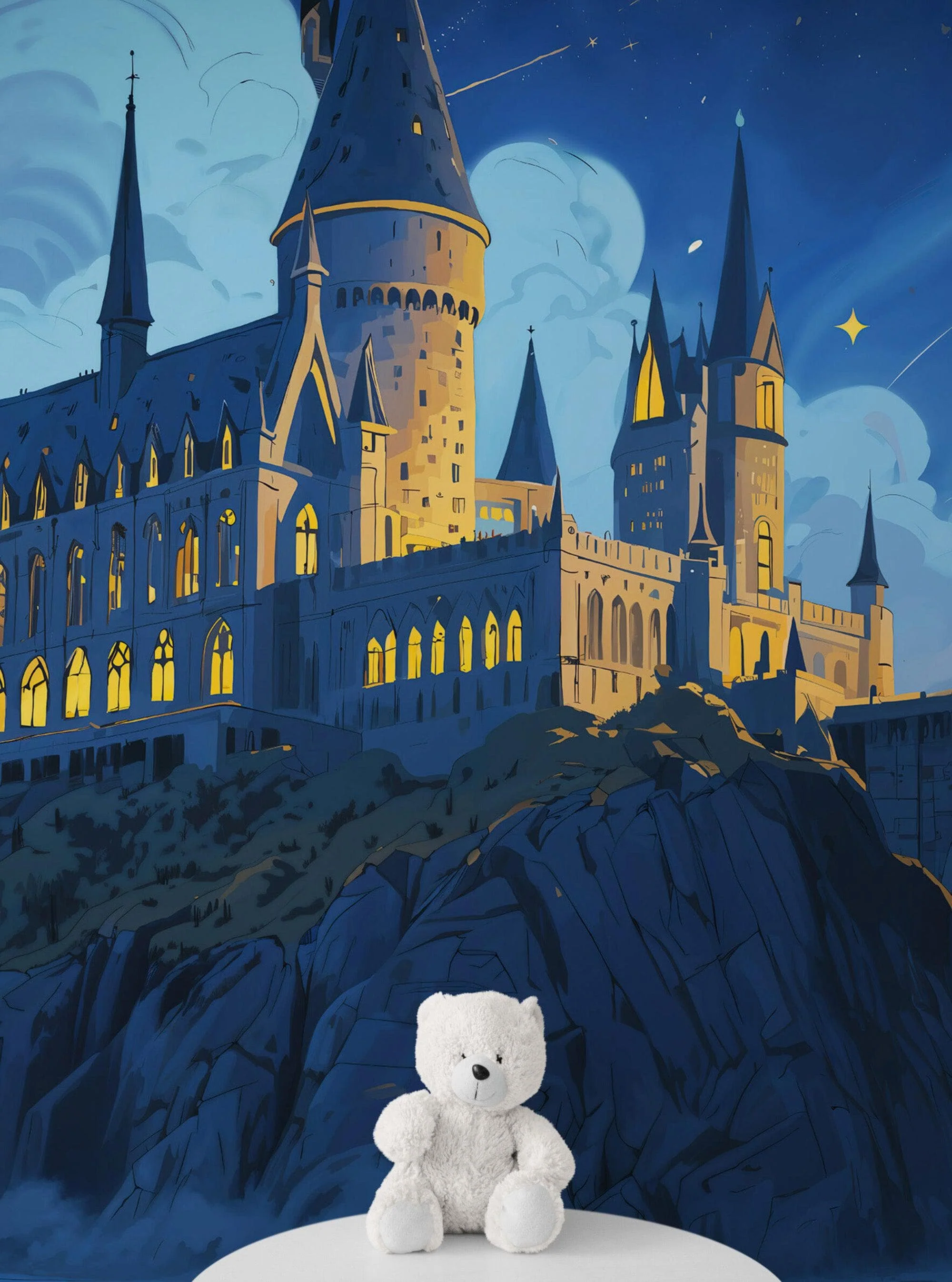 Magical Hogwarts Castle Twilight Wallpaper Mural. Wizardly World Fantasy Theme Wall Art. #6985 - Image 4