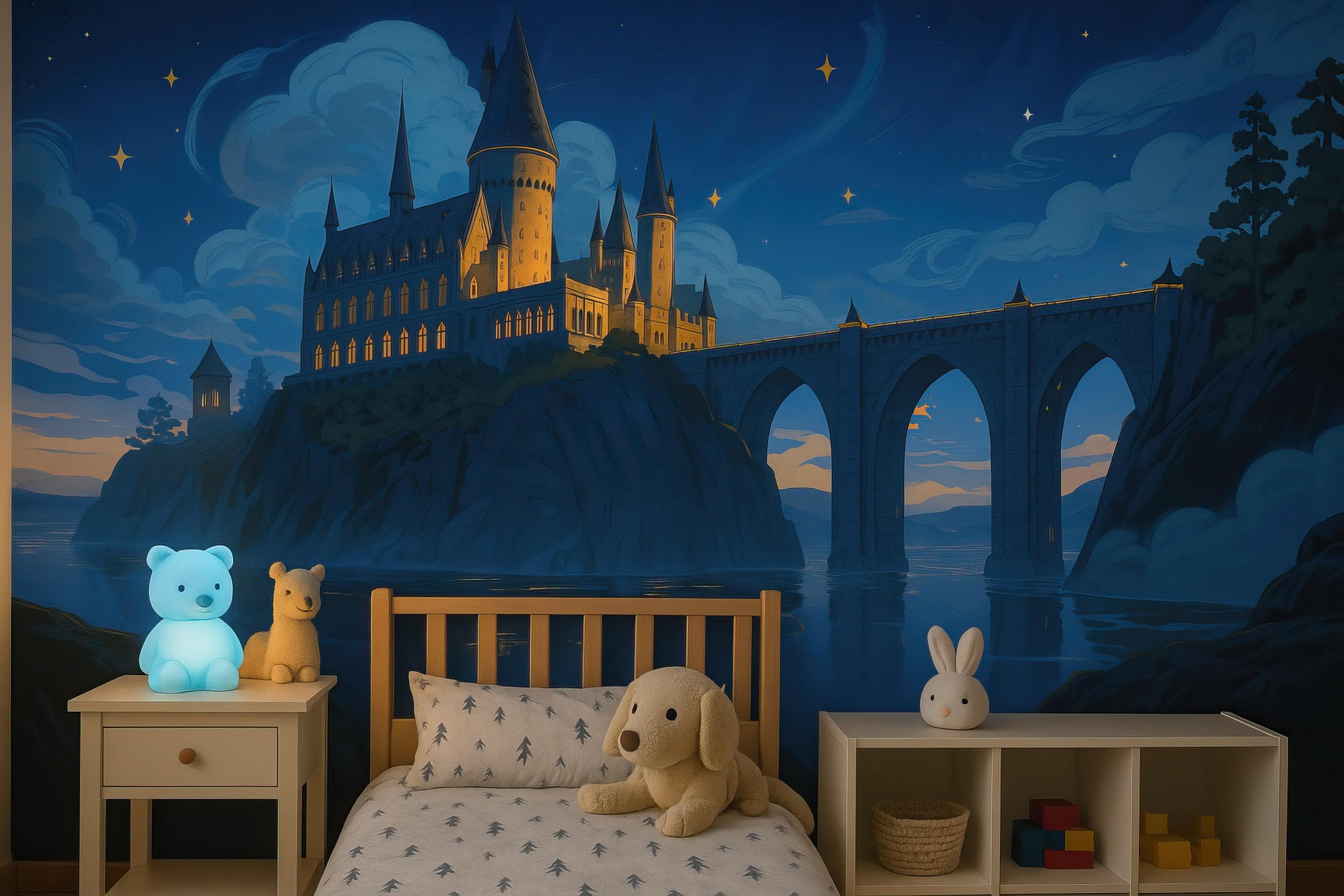 Magical Hogwarts Castle Twilight Wallpaper Mural. Wizardly World Fantasy Theme Wall Art. #6985 - Image 6