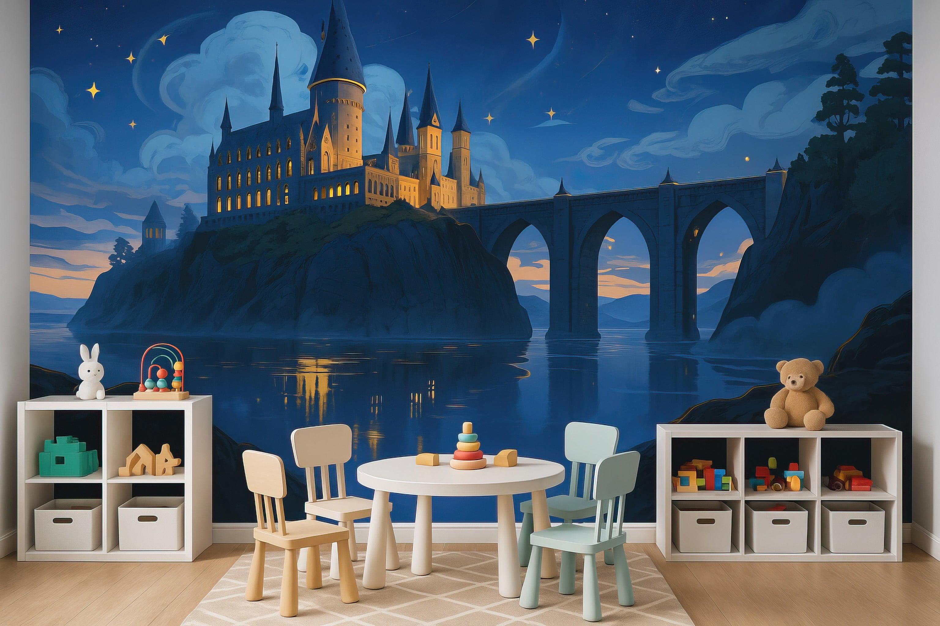 Magical Hogwarts Castle Twilight Wallpaper Mural. Wizardly World Fantasy Theme Wall Art. #6985 - Image 7