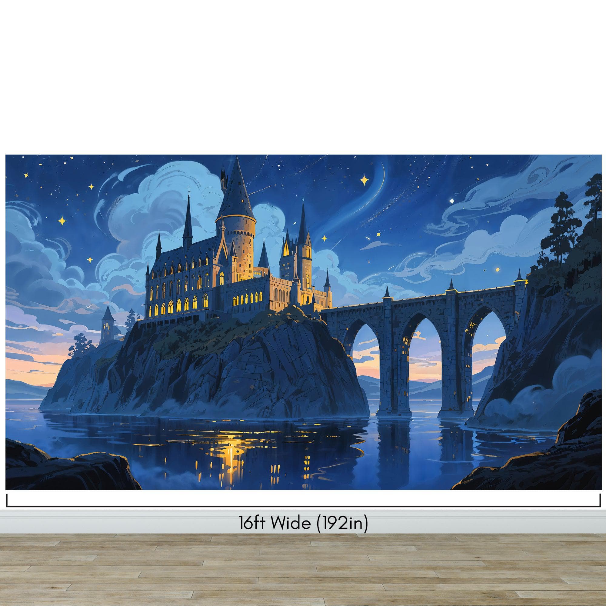 Magical Hogwarts Castle Twilight Wallpaper Mural. Wizardly World Fantasy Theme Wall Art. #6985 - Image 9