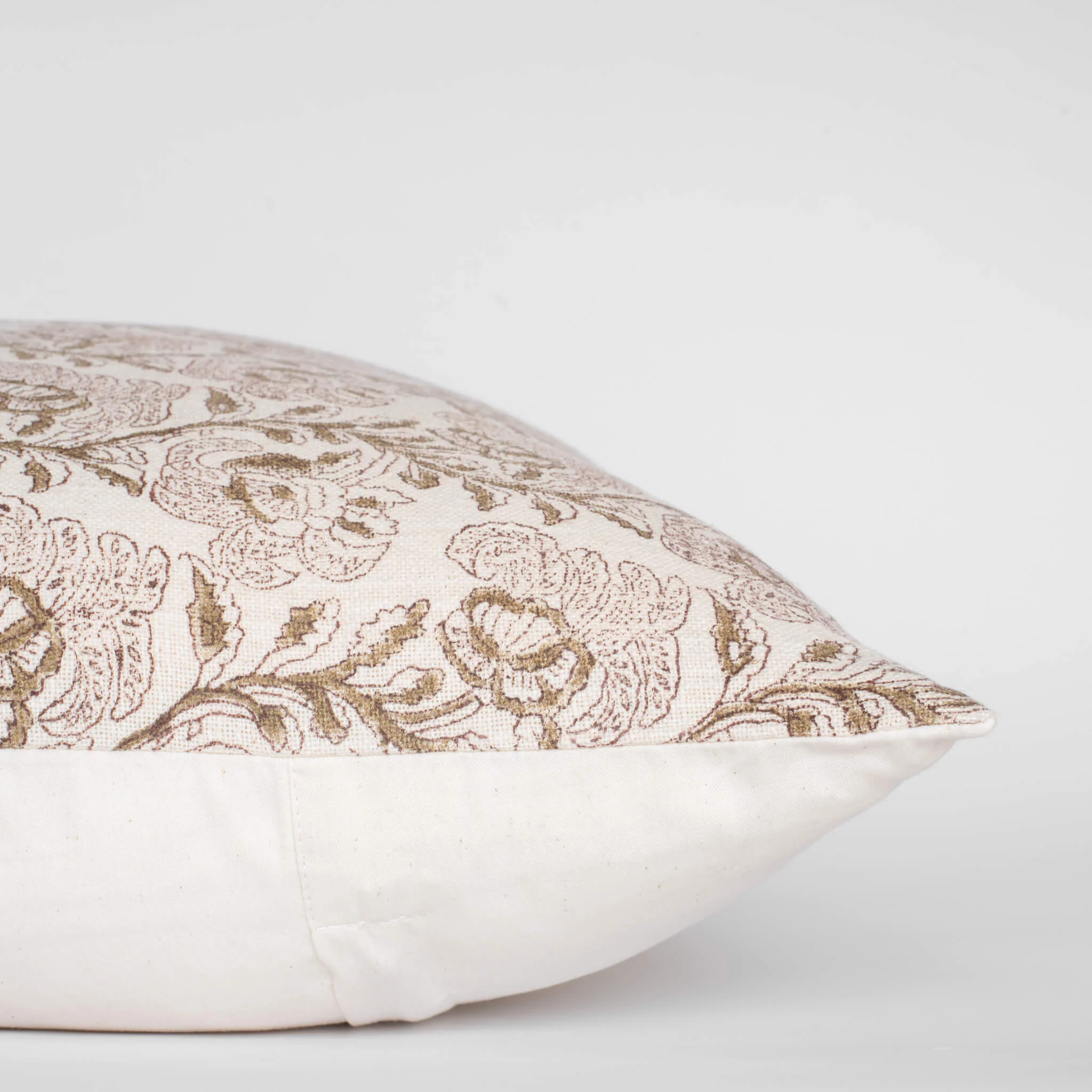 Magnolia Floral Block Printed Pillow Cover | Burgundy, Mustard - Image 5
