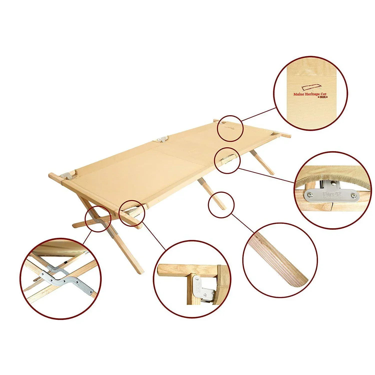 Maine Heritage Cot – Heavy-Duty Wooden Camping Cot with 375 lb Capacity - Image 6