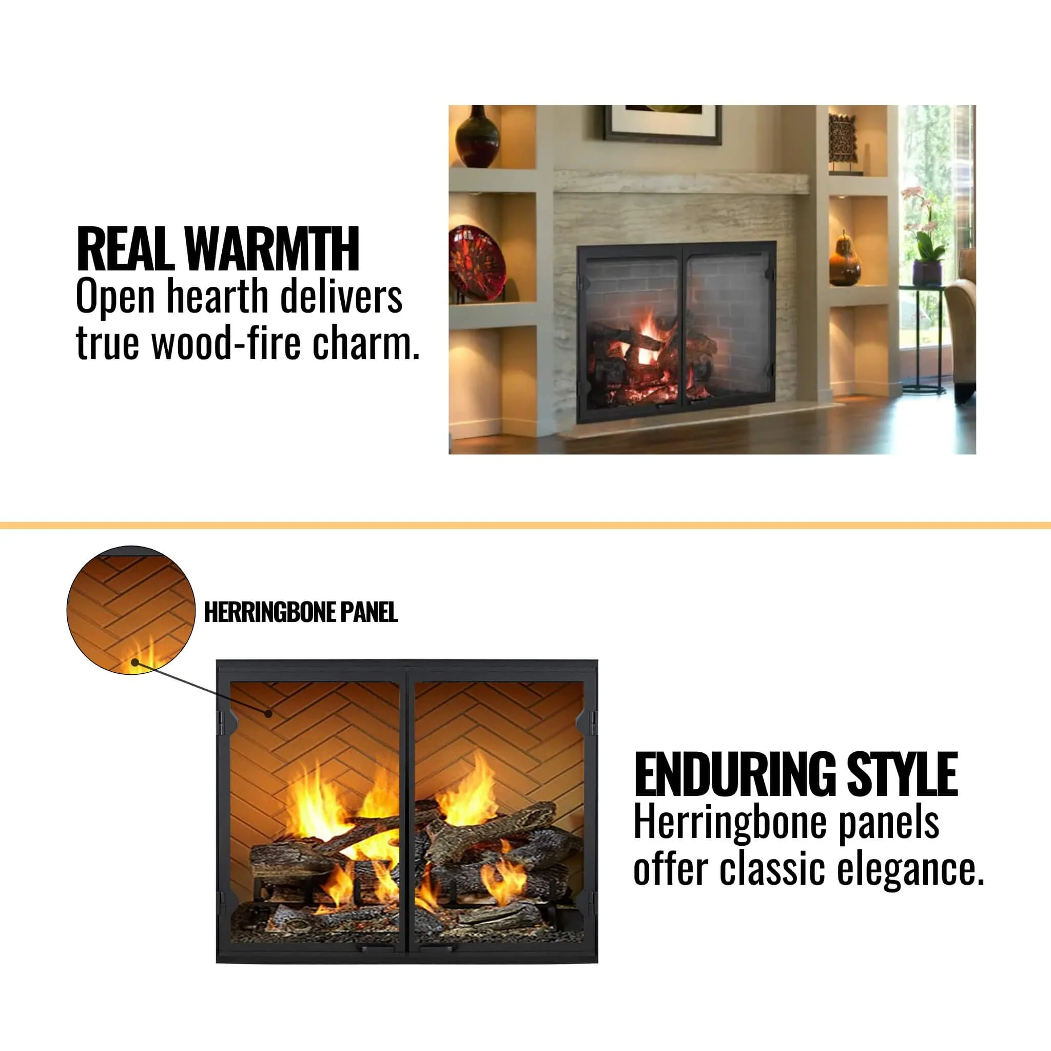 Majestic Biltmore 42-Inch Herringbone Pattern Open Wood Burning Fireplace [SB80HB] (SAK62149) - Image 12