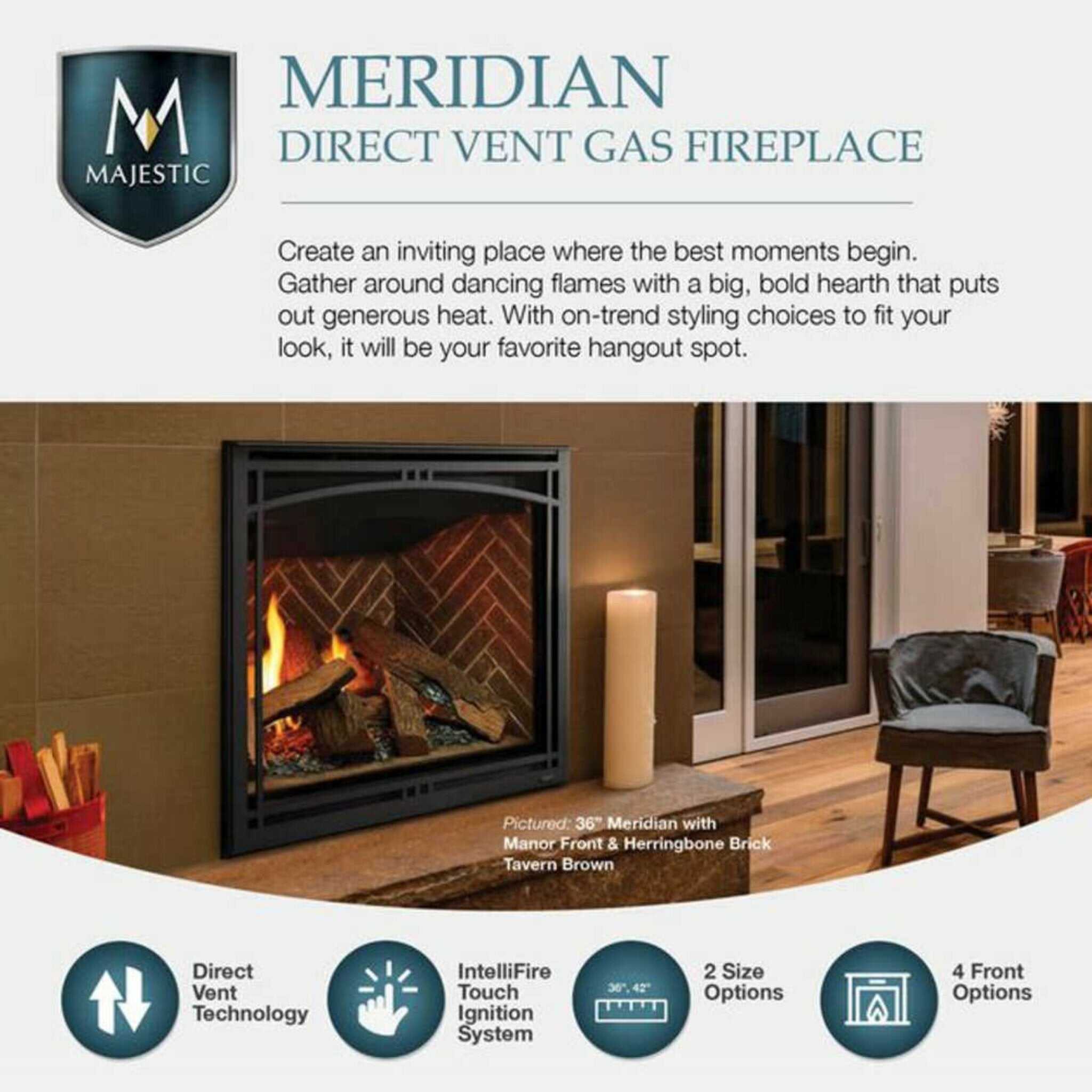 Majestic Meridian 42-Inch Platinum Natural Gas Fireplace [MER42PN] (SAK51823) - Image 10