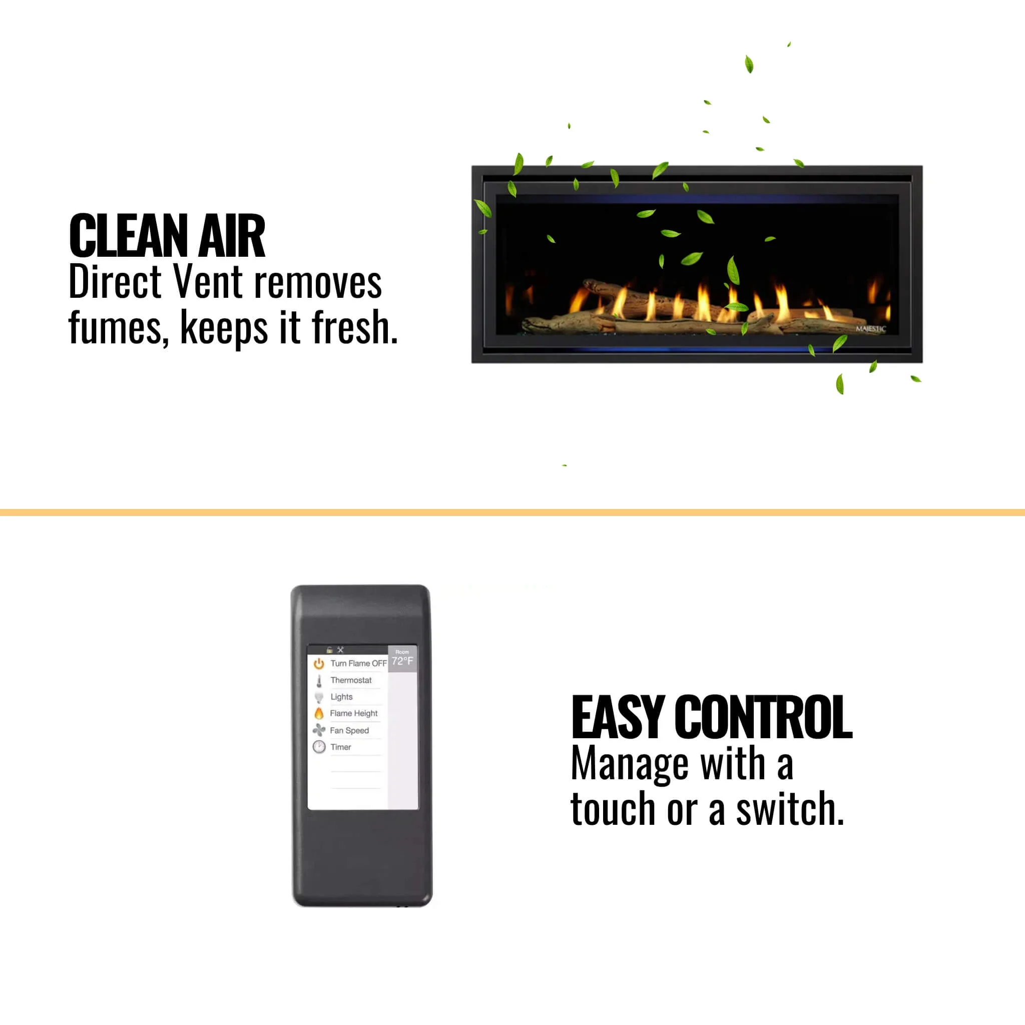 Majestic Quartz 42-Inch Direct Vent Natural Gas Fireplace [QUARTZ42IFTN] (SAK16572) - Image 5