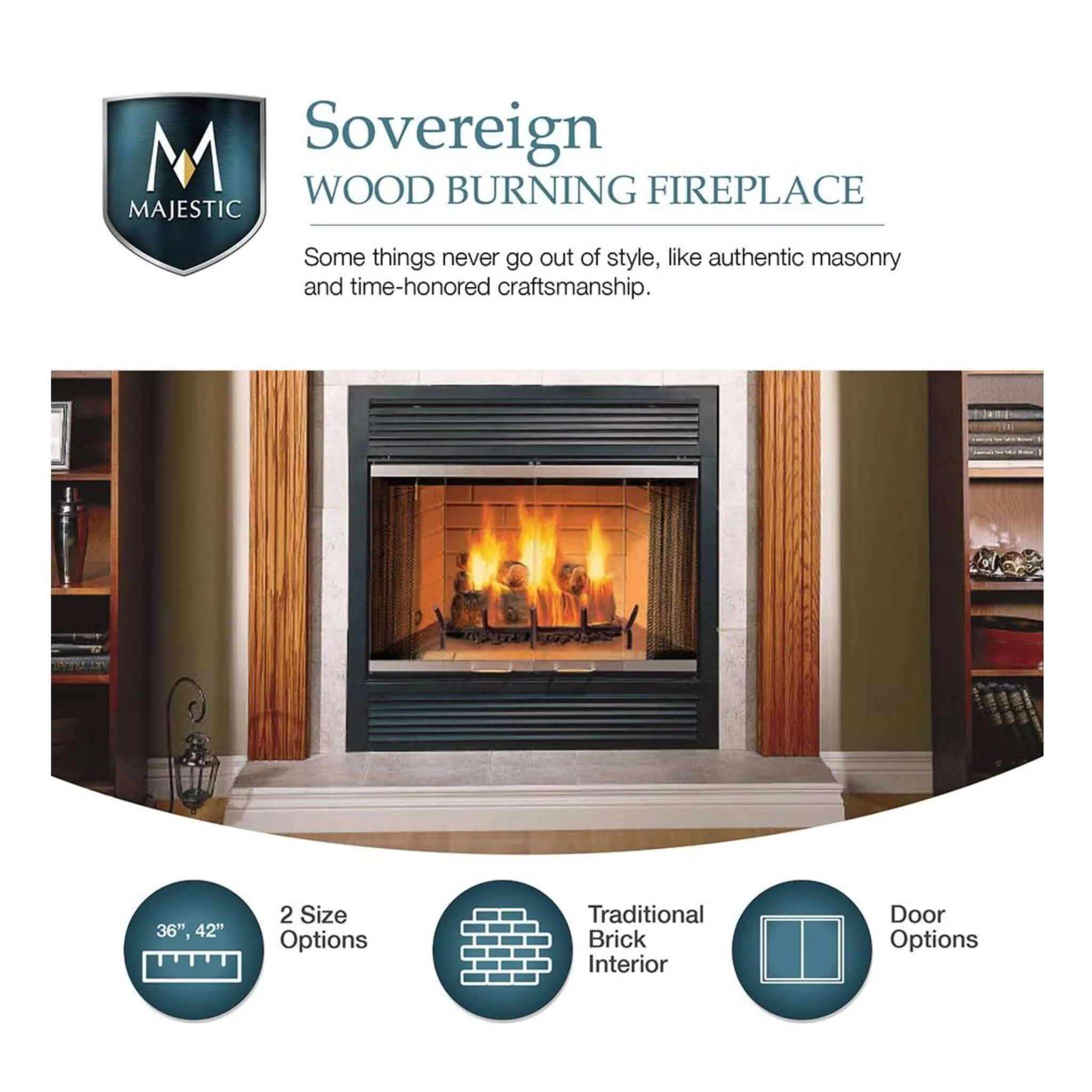 Majestic Sovereign 42-Inch Black Wood Burning Fireplace [SA42R/C] (SAK59347) - Image 5