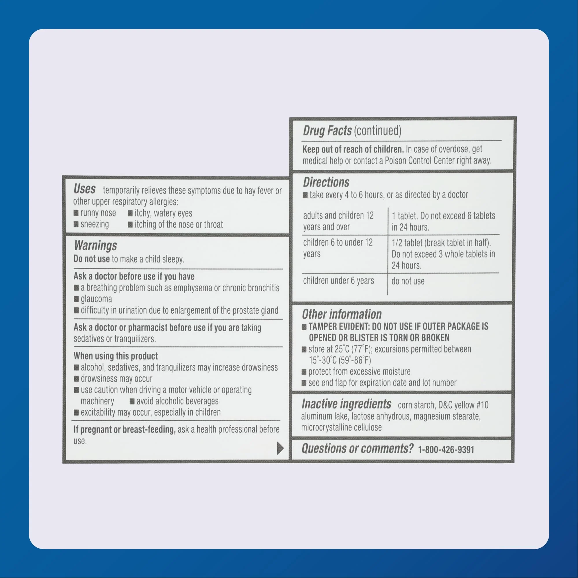 MAJOR 4 Hour Allergy Tablets - Chlorpheniramine Maleate 4mg - Antihistamine - 24 Count (1 Pack) - Image 2