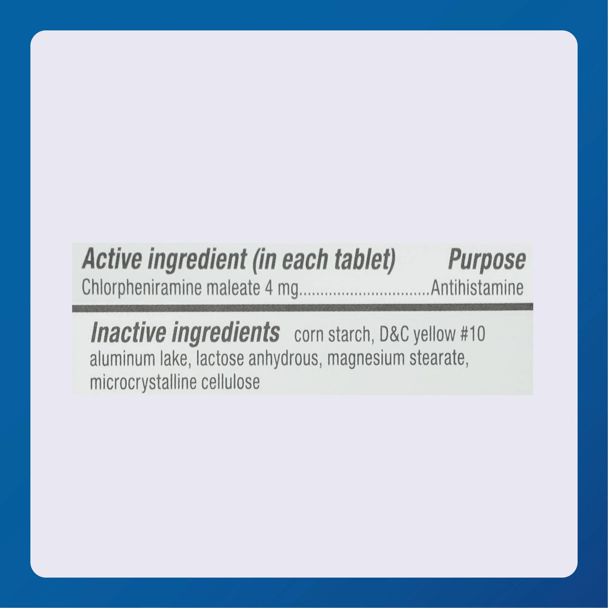 MAJOR 4 Hour Allergy Tablets - Chlorpheniramine Maleate 4mg - Antihistamine - 24 Count (1 Pack) - Image 3