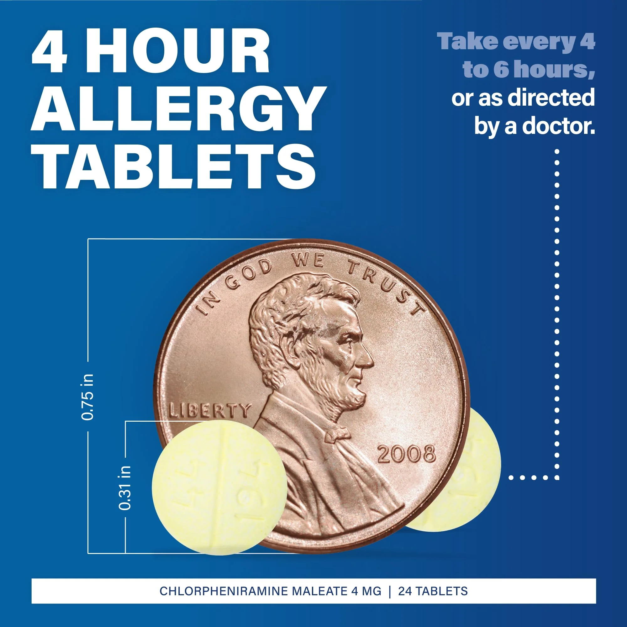 MAJOR 4 Hour Allergy Tablets - Chlorpheniramine Maleate 4mg - Antihistamine - 24 Count (1 Pack) - Image 5