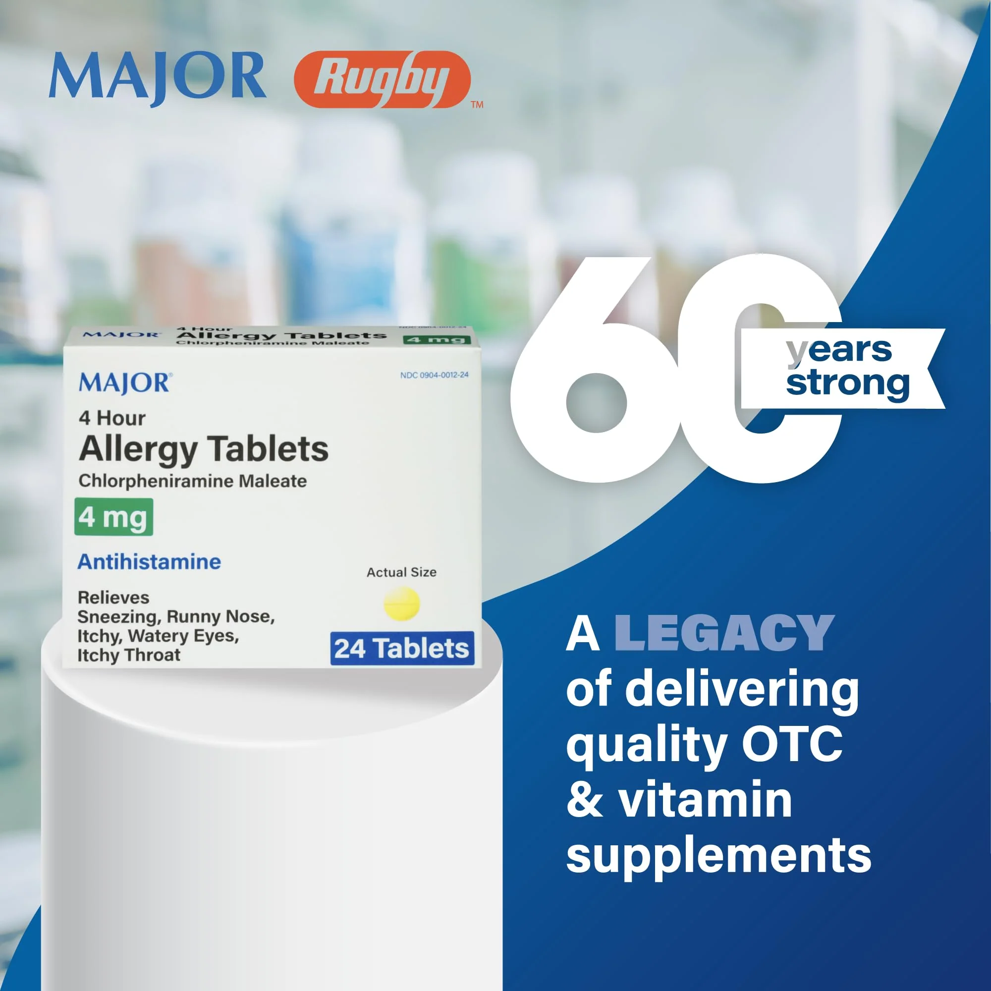 MAJOR 4 Hour Allergy Tablets - Chlorpheniramine Maleate 4mg - Antihistamine - 24 Count (1 Pack) - Image 6