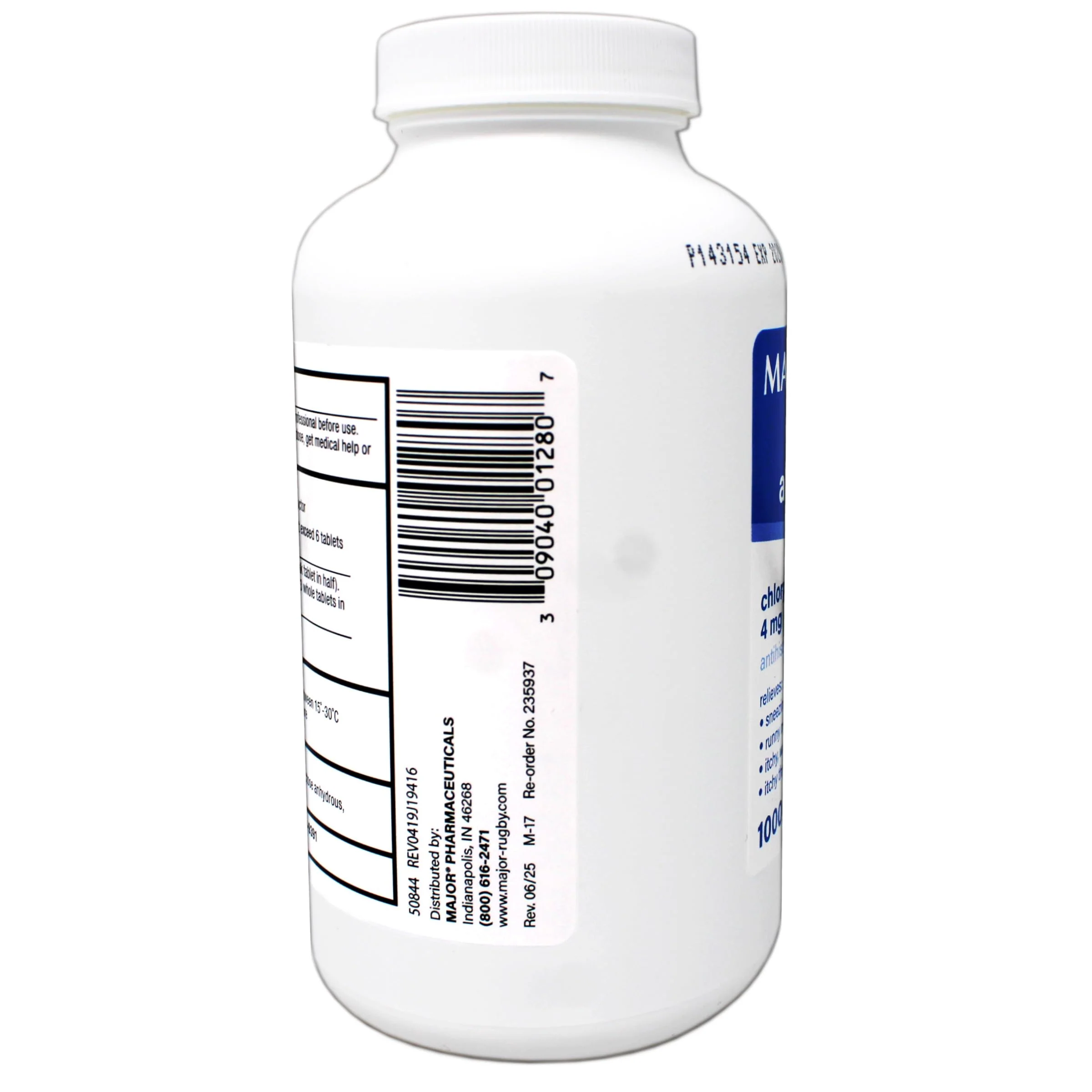 Major Allergy Tablets, Chlorpheniramine Maleate 4 mg, Antihistamine 4 Hour, 1000 Tablets - Image 3