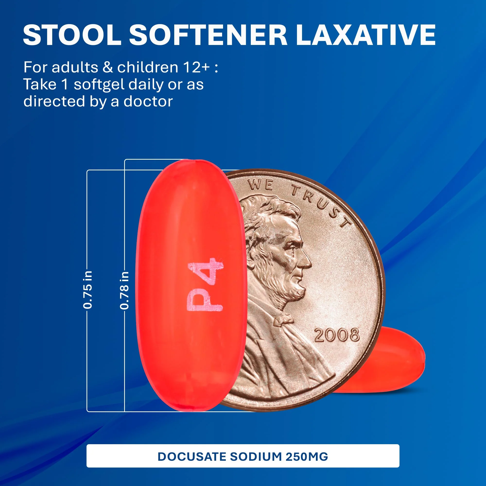 MAJOR Docusate Sodium 250 mg, Extra Strength Stool Softener Laxative for Occasional Constipation Relief – Stimulant‑Free, 100 Softgels (2 Pack) - Image 5