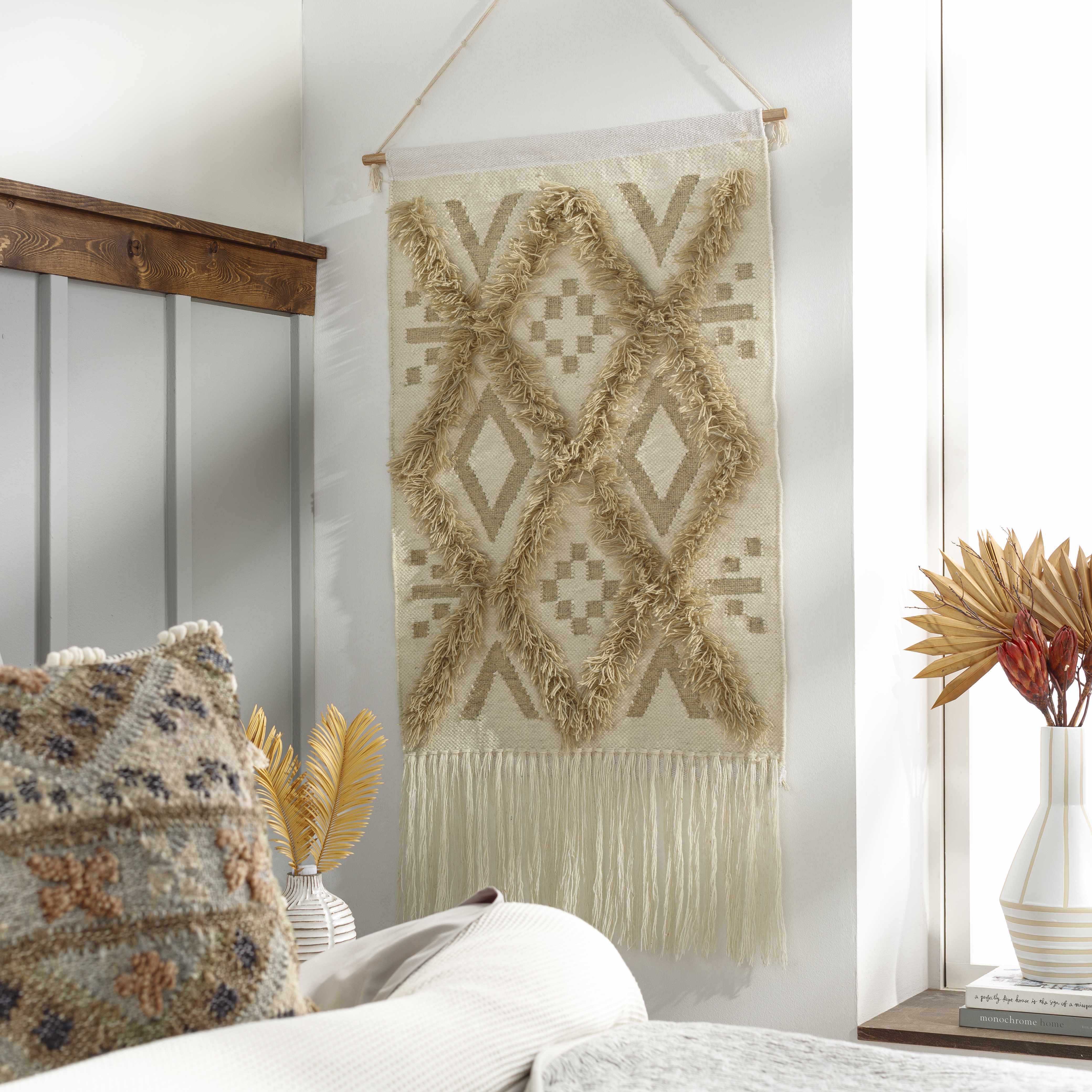 Malay Cream Diamond Fringe Wall Hanging - Image 2