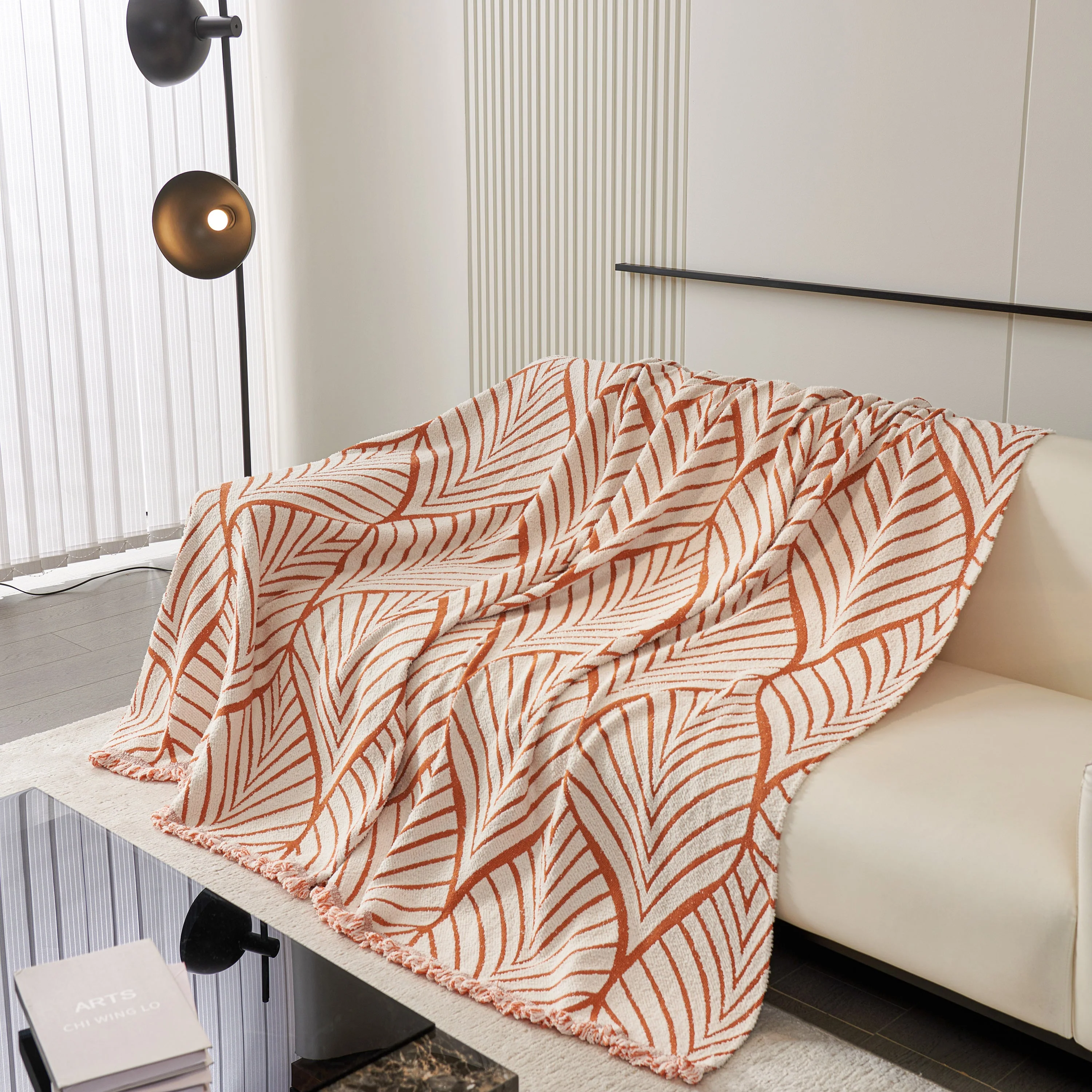 Maple Leaves Reversible Chenille Blanket Covers for Couch, Furniture Decoration Cover Sofa Slipcovers - Image 20