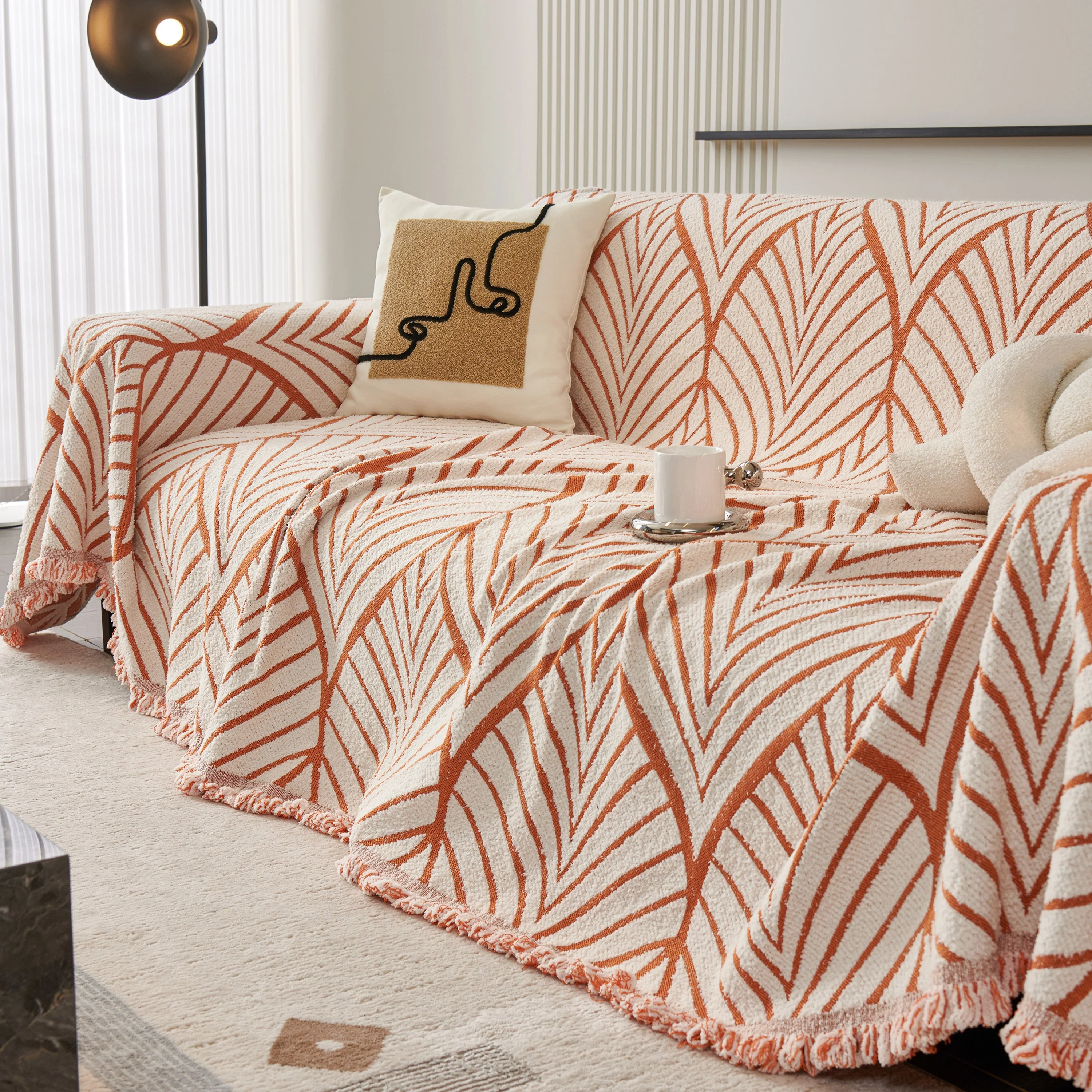Maple Leaves Reversible Chenille Blanket Covers for Couch, Furniture Decoration Cover Sofa Slipcovers - Image 24