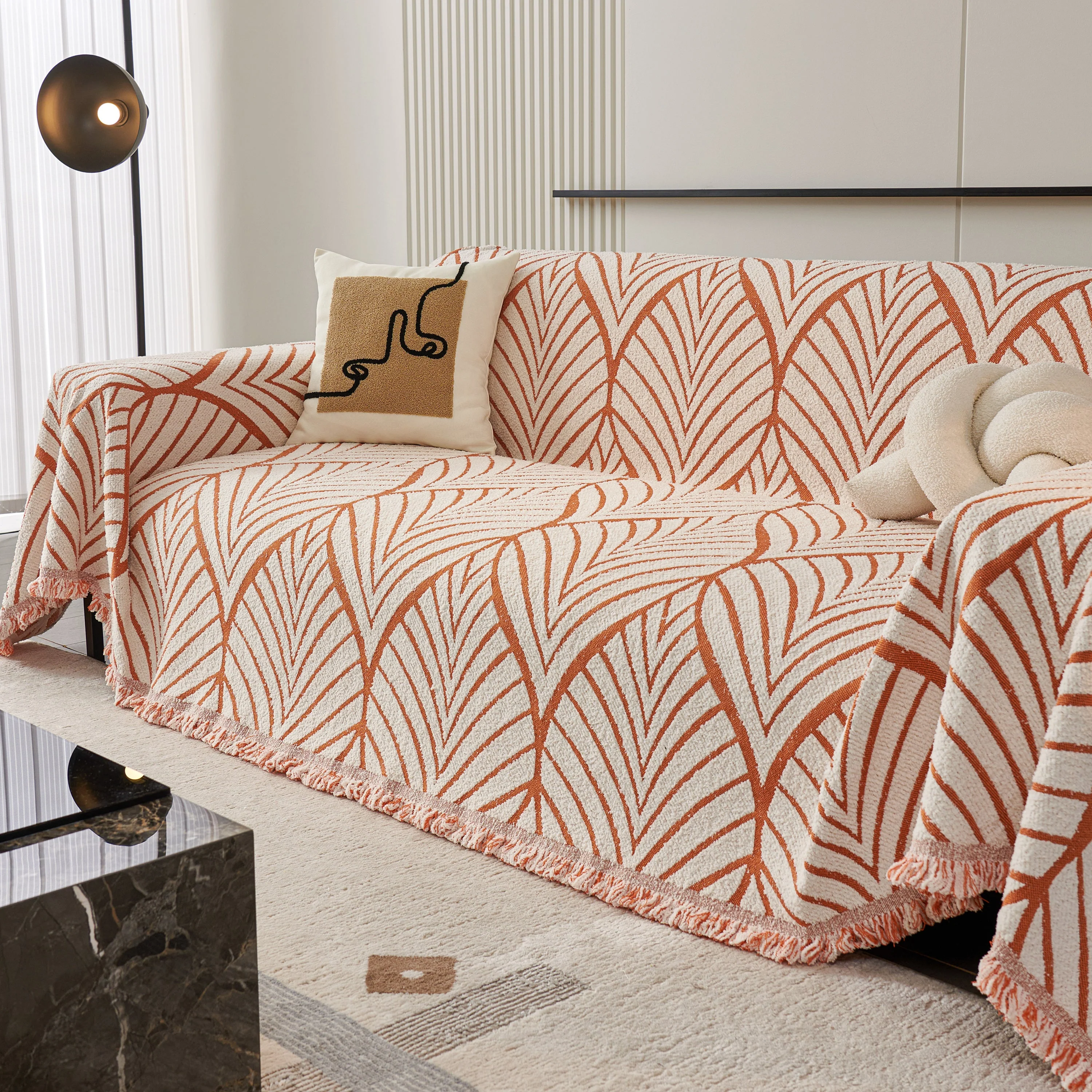 Maple Leaves Reversible Chenille Blanket Covers for Couch, Furniture Decoration Cover Sofa Slipcovers - Image 29
