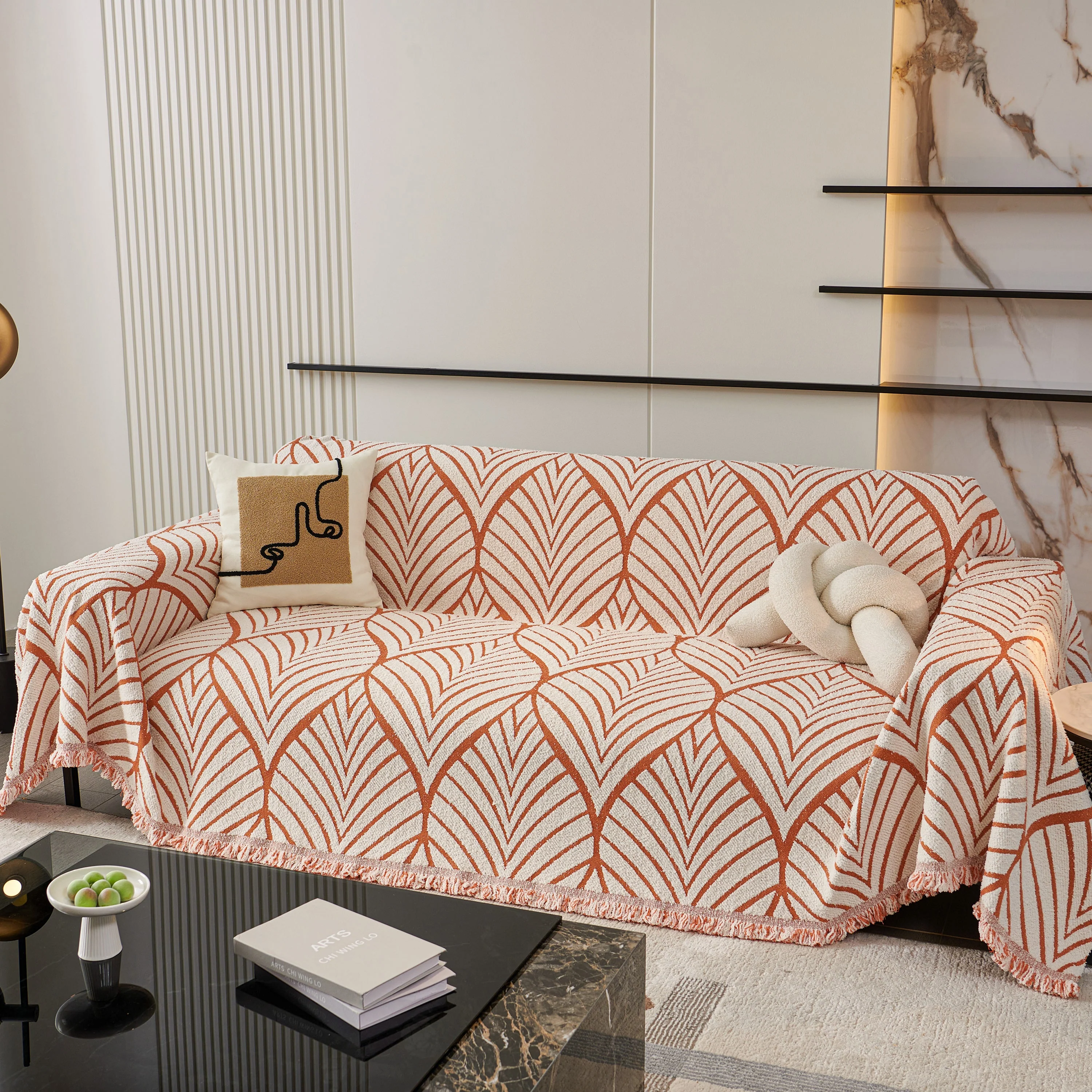 Maple Leaves Reversible Chenille Blanket Covers for Couch, Furniture Decoration Cover Sofa Slipcovers - Image 30