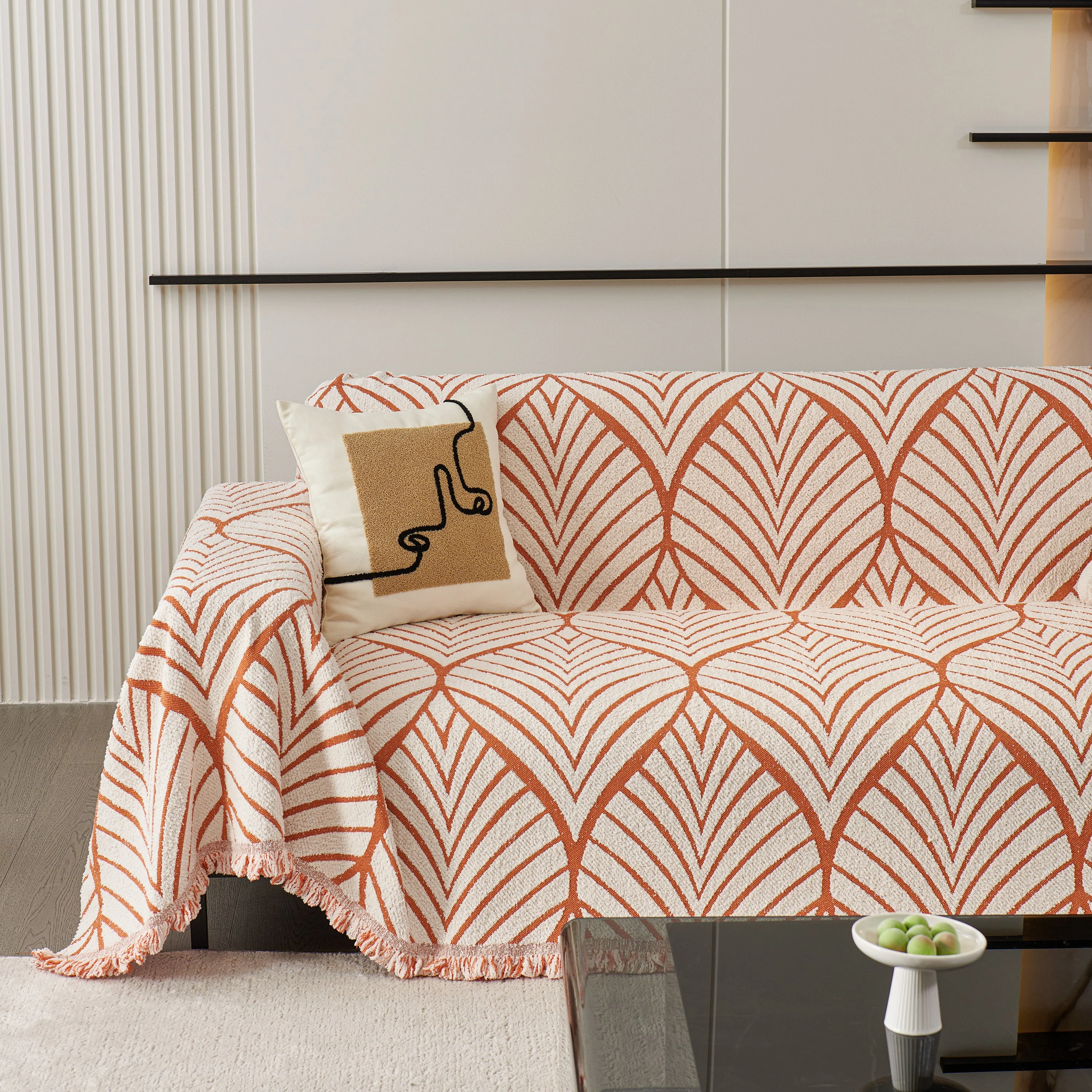 Maple Leaves Reversible Chenille Blanket Covers for Couch, Furniture Decoration Cover Sofa Slipcovers - Image 31