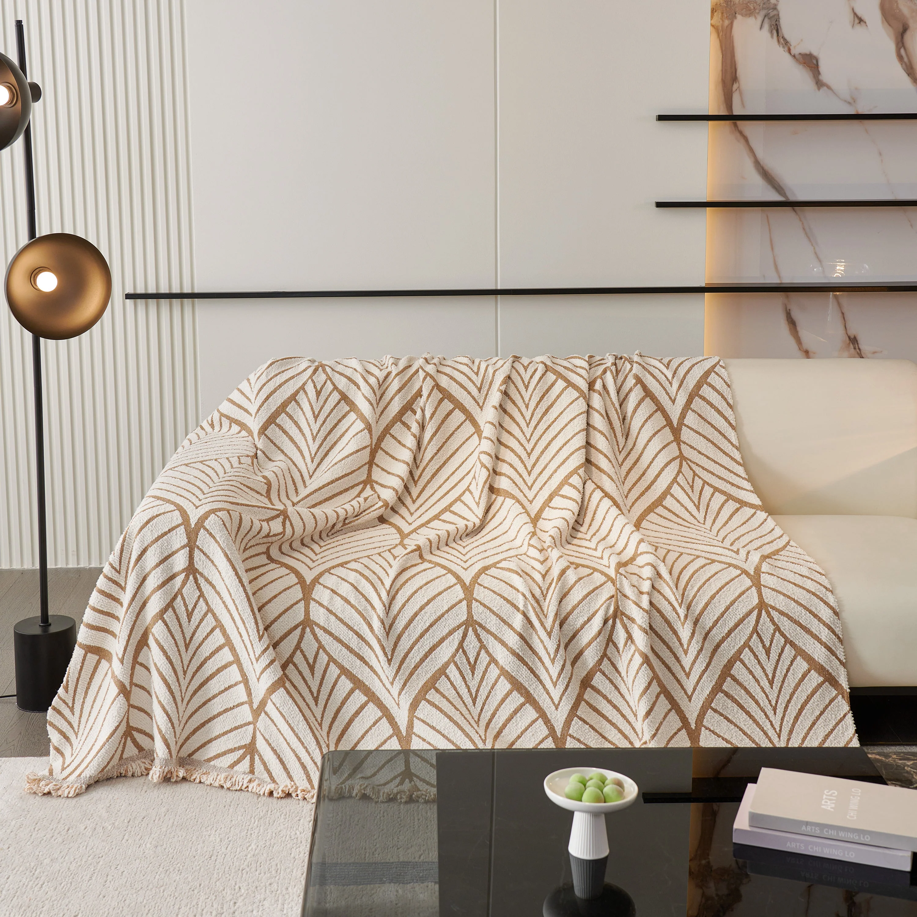 Maple Leaves Reversible Chenille Blanket Covers for Couch, Furniture Decoration Cover Sofa Slipcovers - Image 36