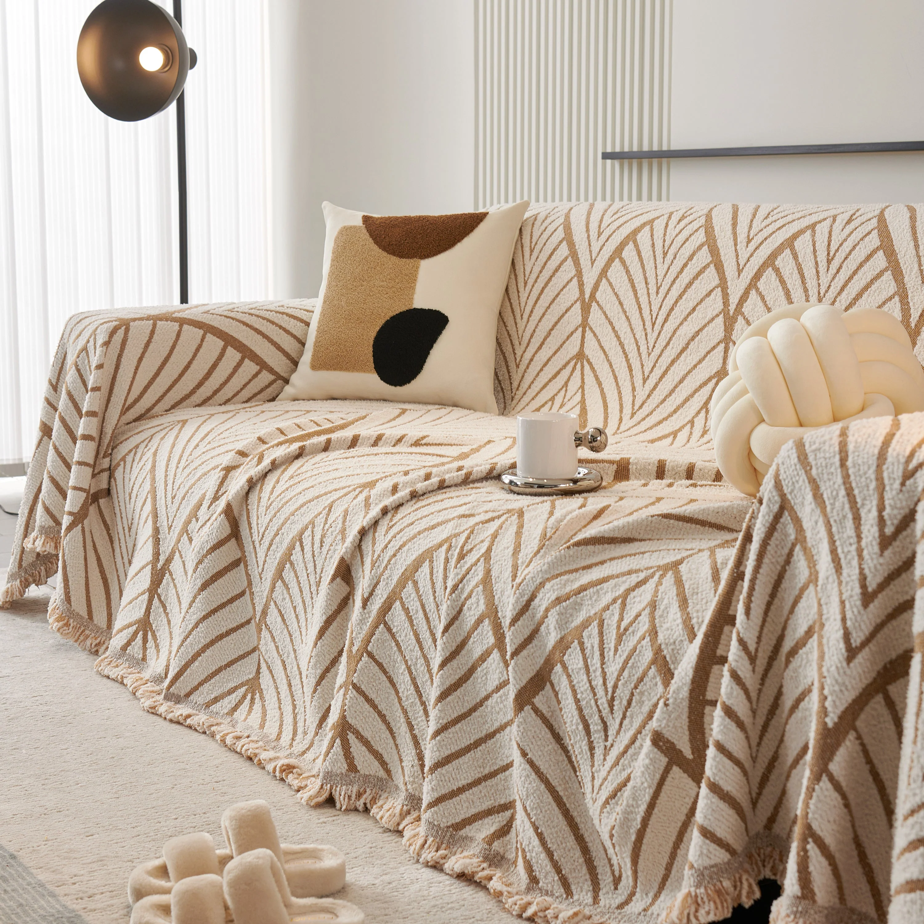Maple Leaves Reversible Chenille Blanket Covers for Couch, Furniture Decoration Cover Sofa Slipcovers - Image 38