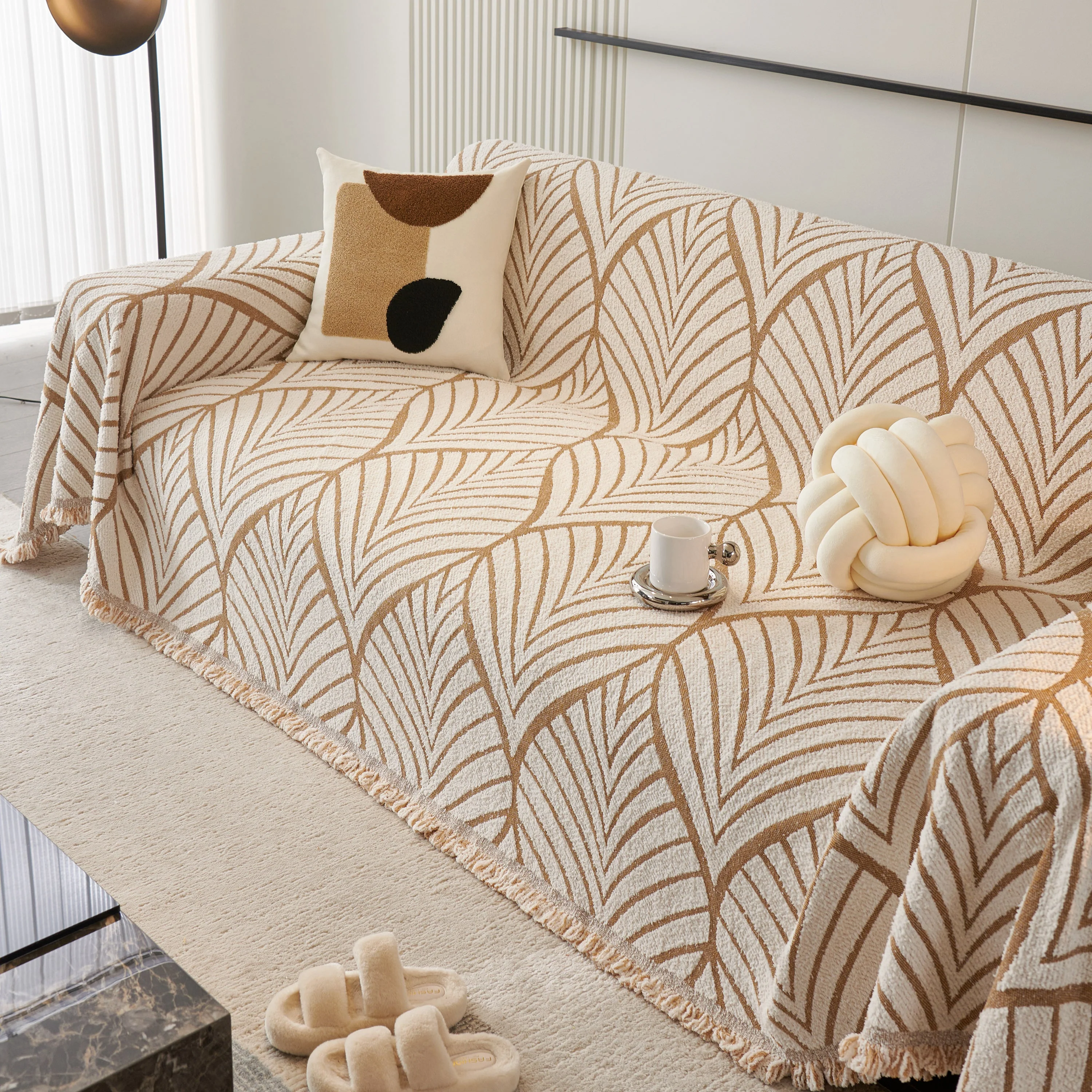 Maple Leaves Reversible Chenille Blanket Covers for Couch, Furniture Decoration Cover Sofa Slipcovers - Image 39