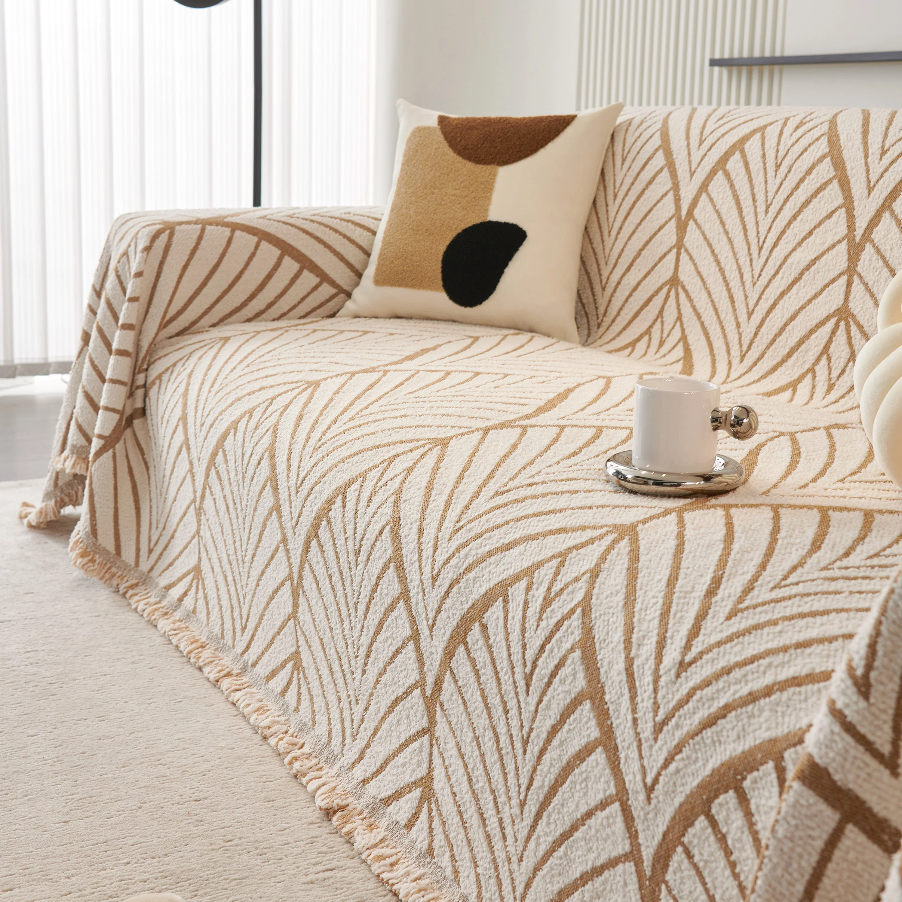 Maple Leaves Reversible Chenille Blanket Covers for Couch, Furniture Decoration Cover Sofa Slipcovers - Image 40