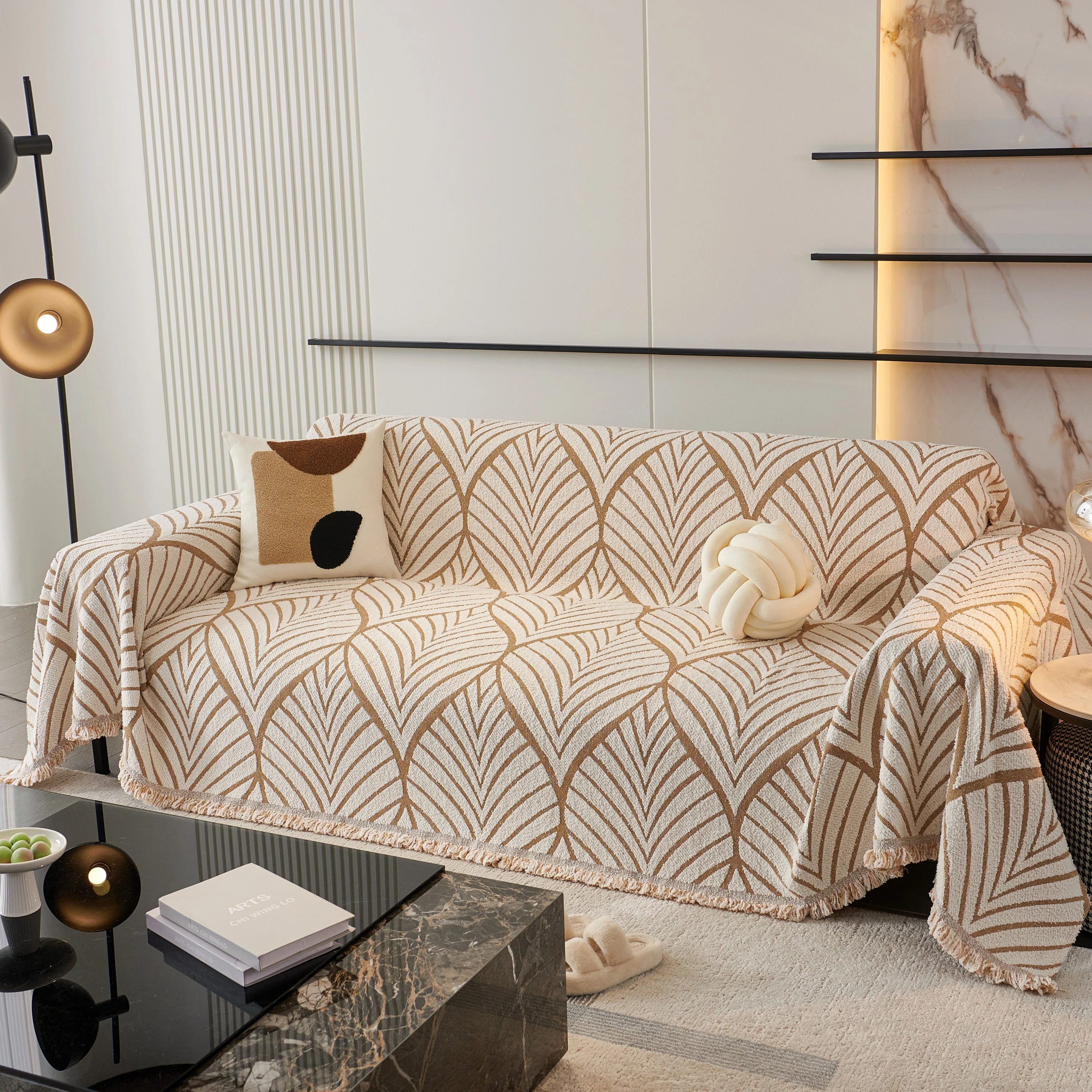 Maple Leaves Reversible Chenille Blanket Covers for Couch, Furniture Decoration Cover Sofa Slipcovers - Image 43