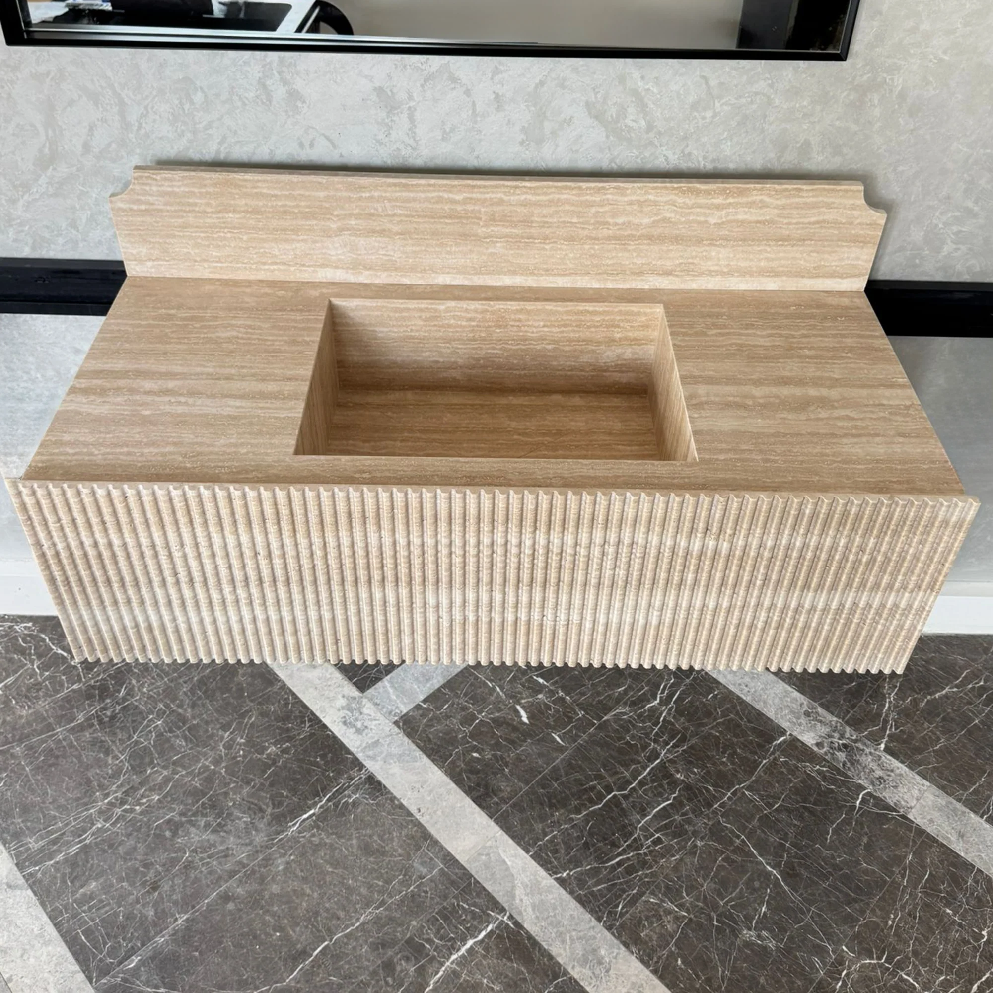 Marble Sink, Custom Travertine Sink, Handmade Beige Travertine Sink, Vein Cut Marble Vanity Top Sink, Marble Bathroom Sink, Vessel Sink (TR-124) - Image 2
