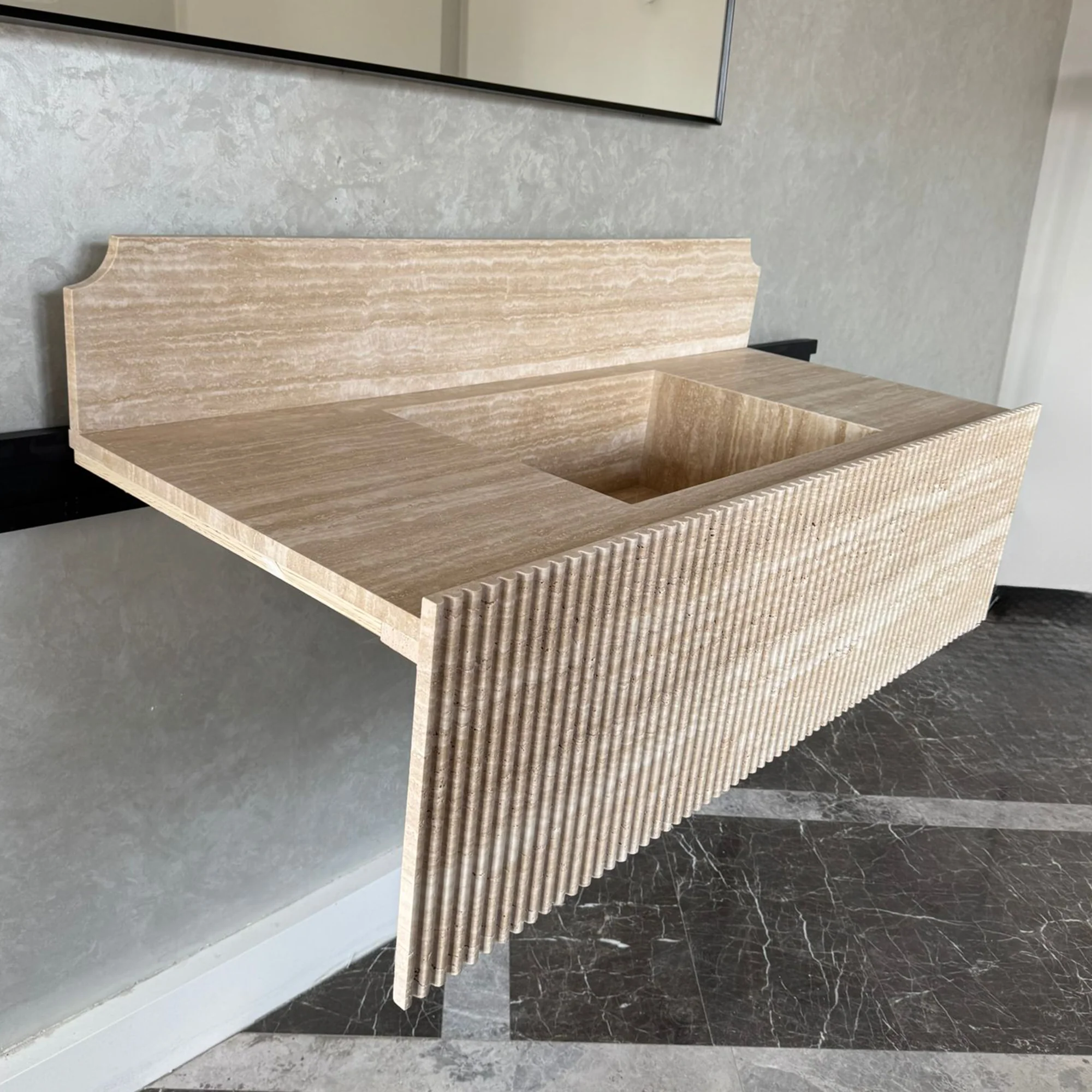 Marble Sink, Custom Travertine Sink, Handmade Beige Travertine Sink, Vein Cut Marble Vanity Top Sink, Marble Bathroom Sink, Vessel Sink (TR-124) - Image 3