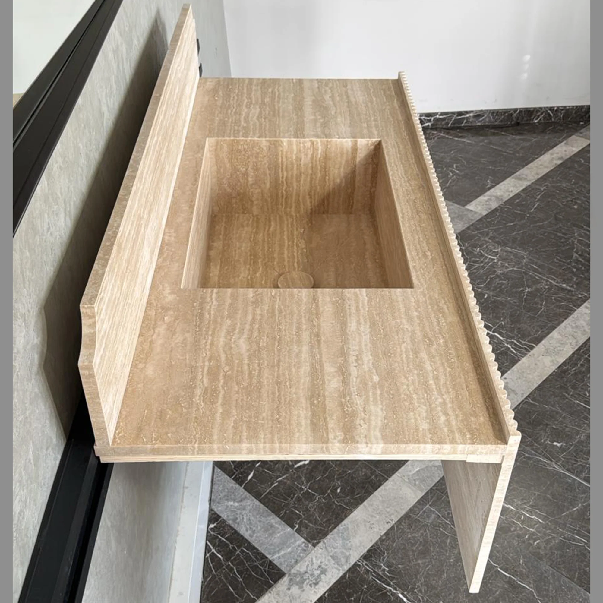 Marble Sink, Custom Travertine Sink, Handmade Beige Travertine Sink, Vein Cut Marble Vanity Top Sink, Marble Bathroom Sink, Vessel Sink (TR-124) - Image 5
