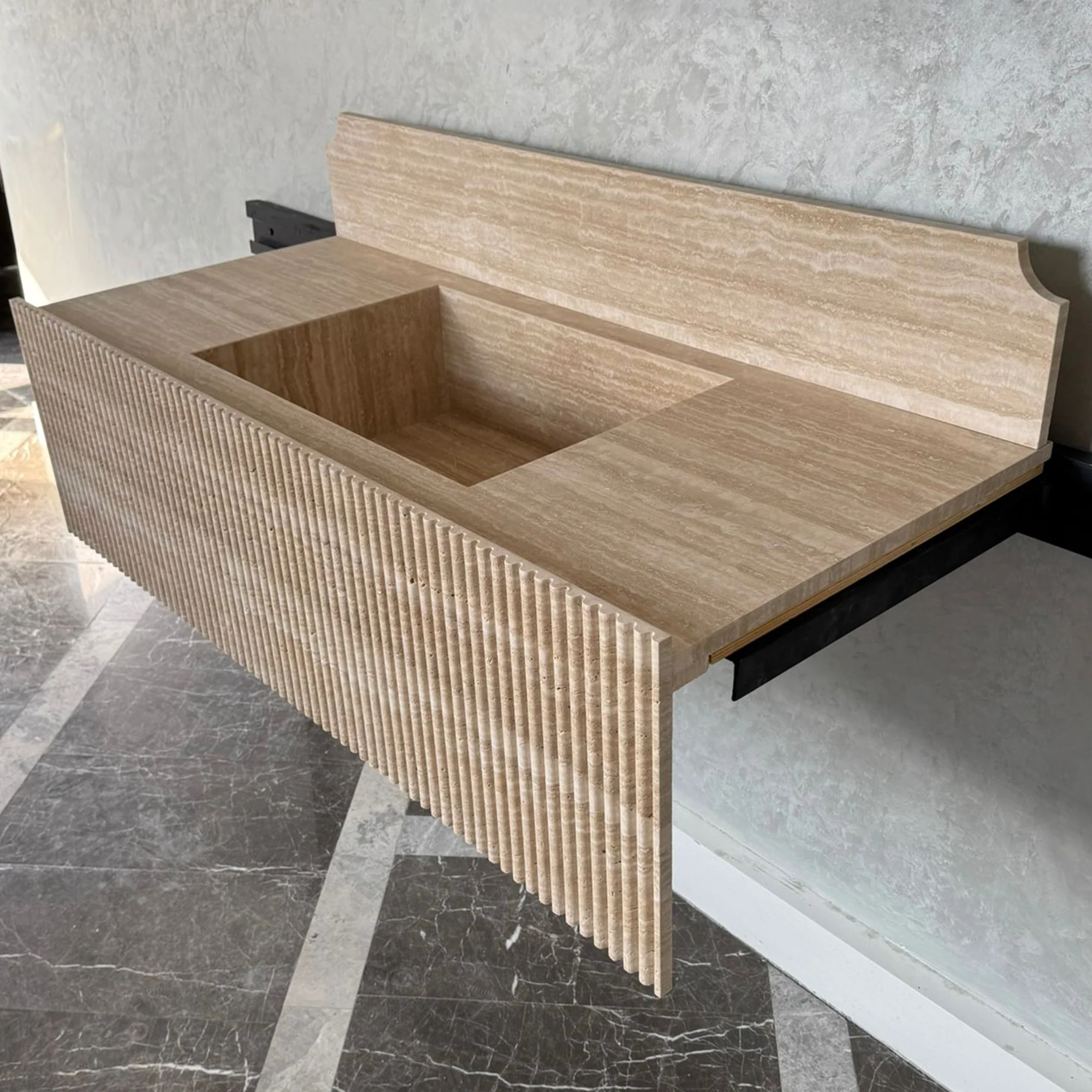 Marble Sink, Custom Travertine Sink, Handmade Beige Travertine Sink, Vein Cut Marble Vanity Top Sink, Marble Bathroom Sink, Vessel Sink (TR-124) - Image 8