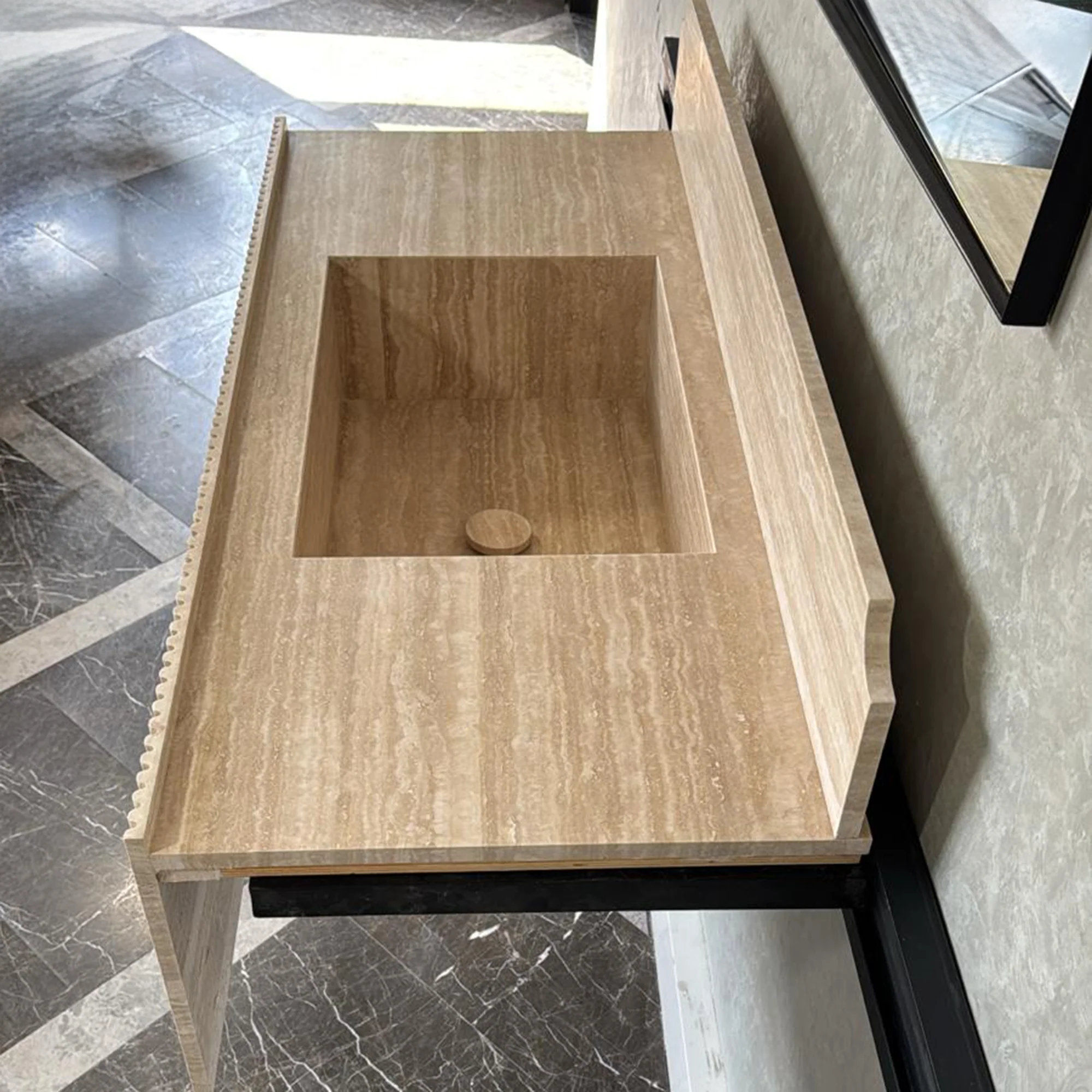 Marble Sink, Custom Travertine Sink, Handmade Beige Travertine Sink, Vein Cut Marble Vanity Top Sink, Marble Bathroom Sink, Vessel Sink (TR-124) - Image 9