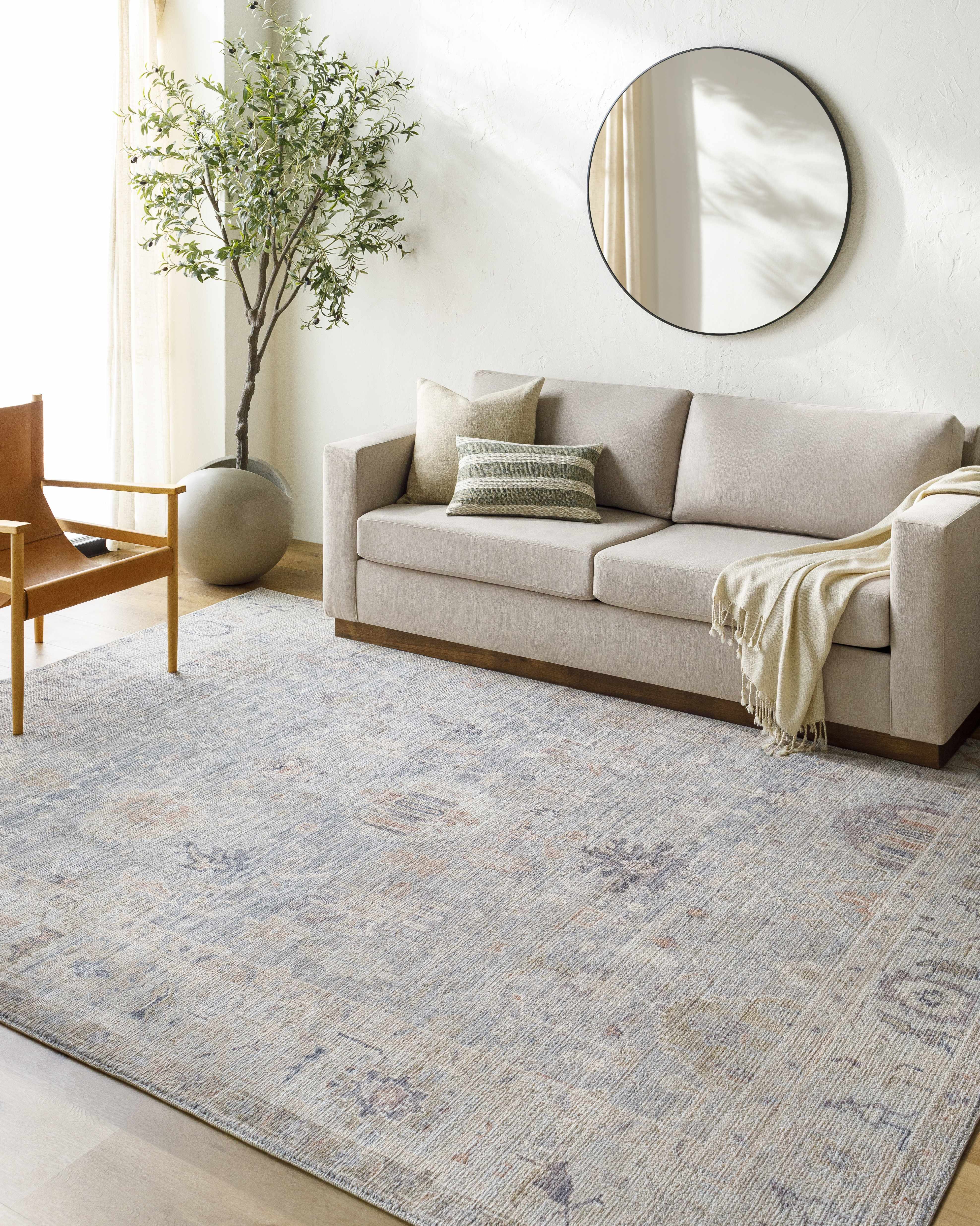 Marlene Damask Cream & Blue Area Rug - Becki Owens x Livabliss - Image 2