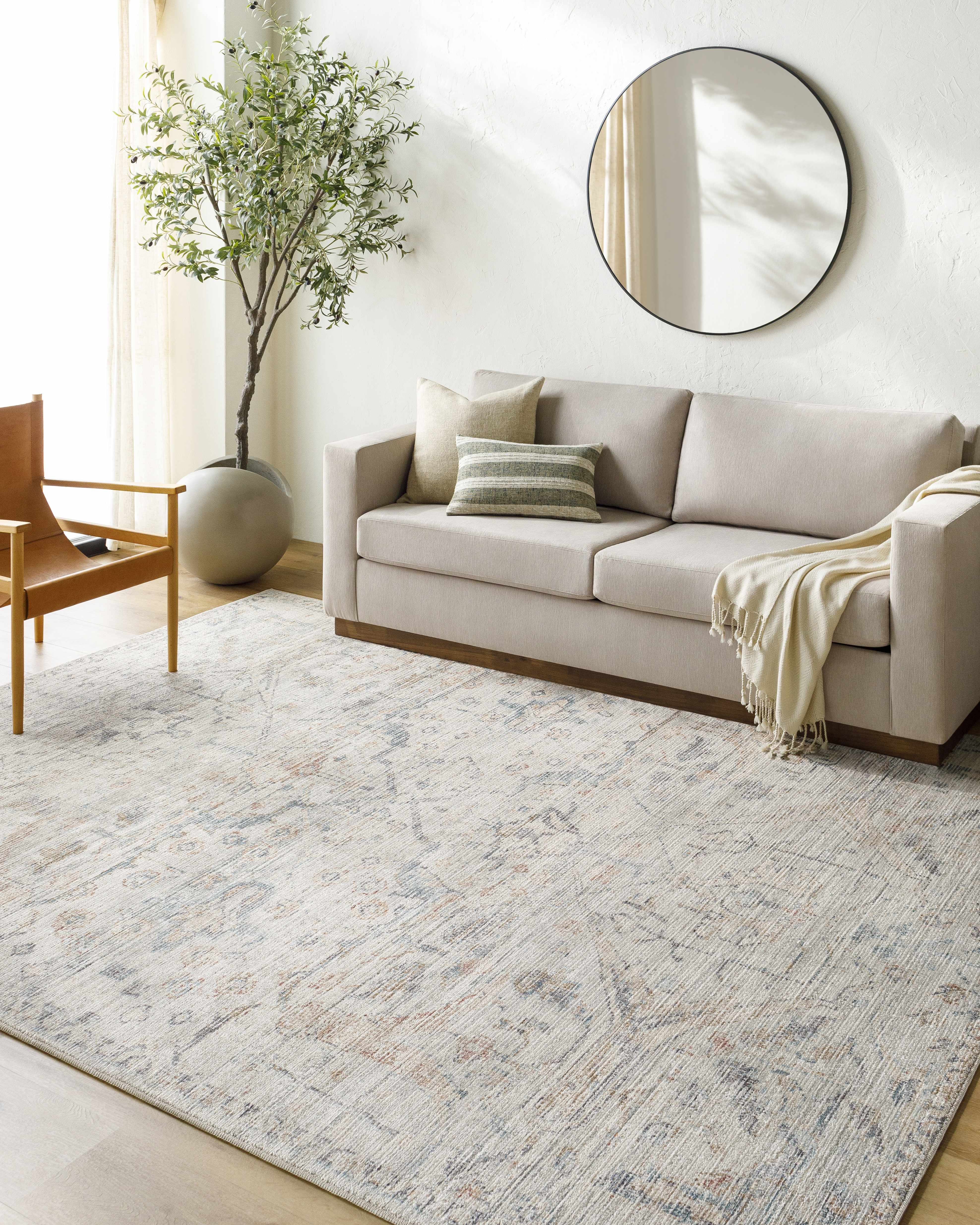 Marlene Damask Off White & Blue Area Rug - Becki Owens x Livabliss - Image 2