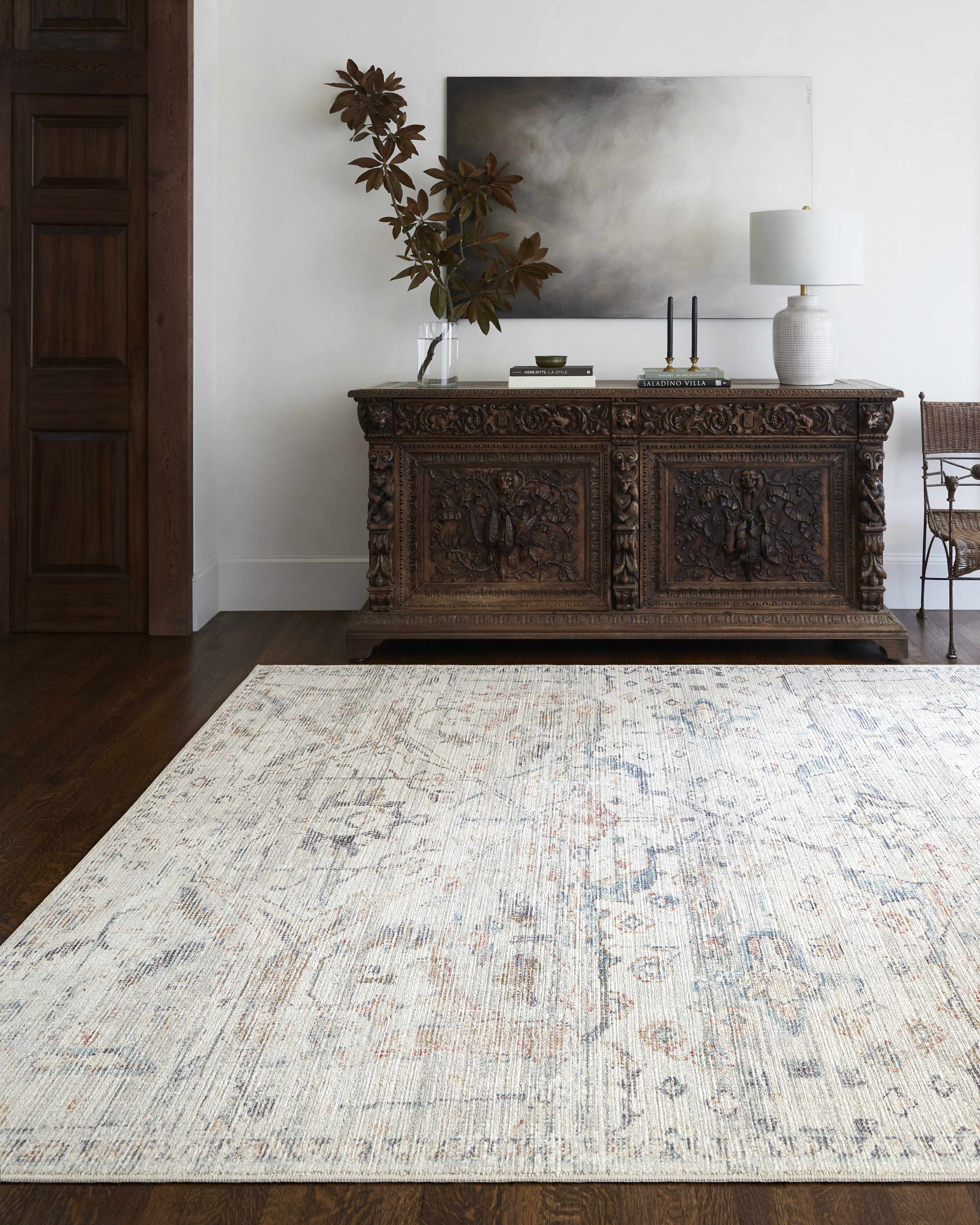 Marlene Damask Off White & Blue Area Rug - Becki Owens x Livabliss - Image 3
