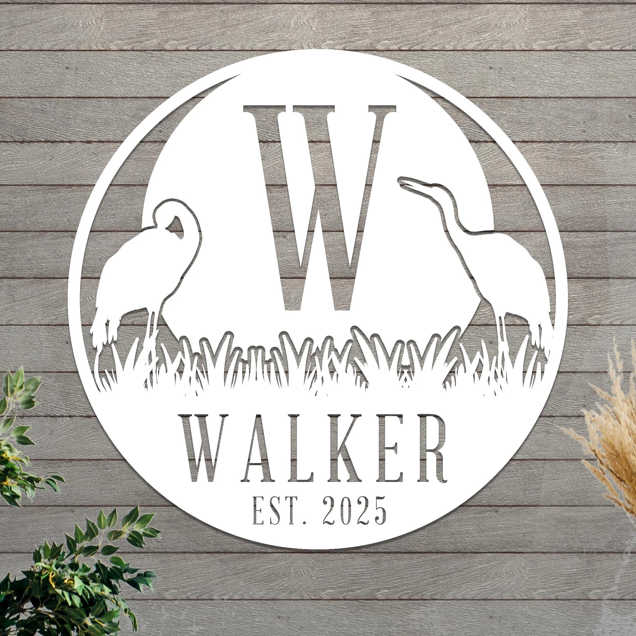 Marsh Herons Initial and Family Name Sign - Image 2