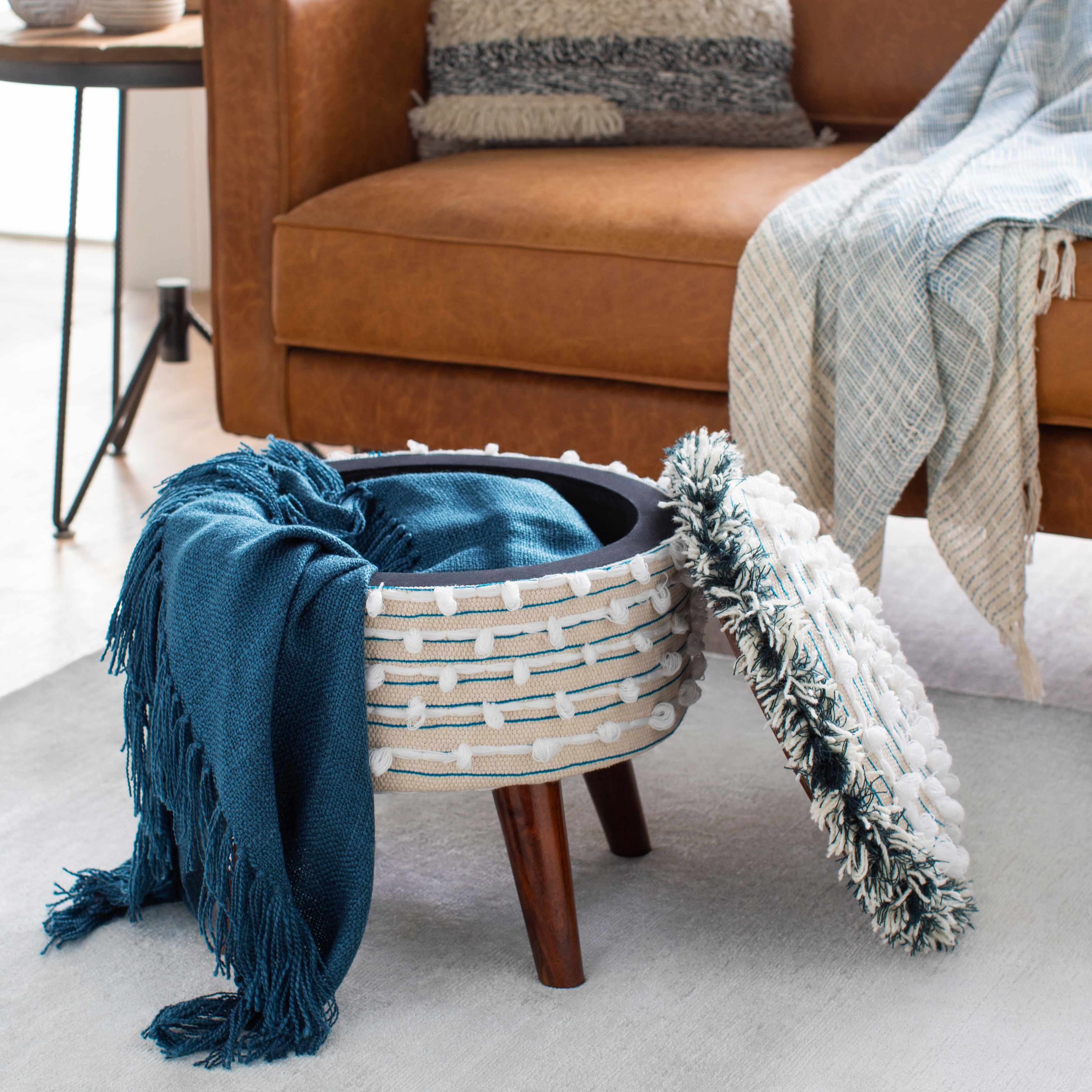 Matagami Beige Hand Woven Stool - Image 11