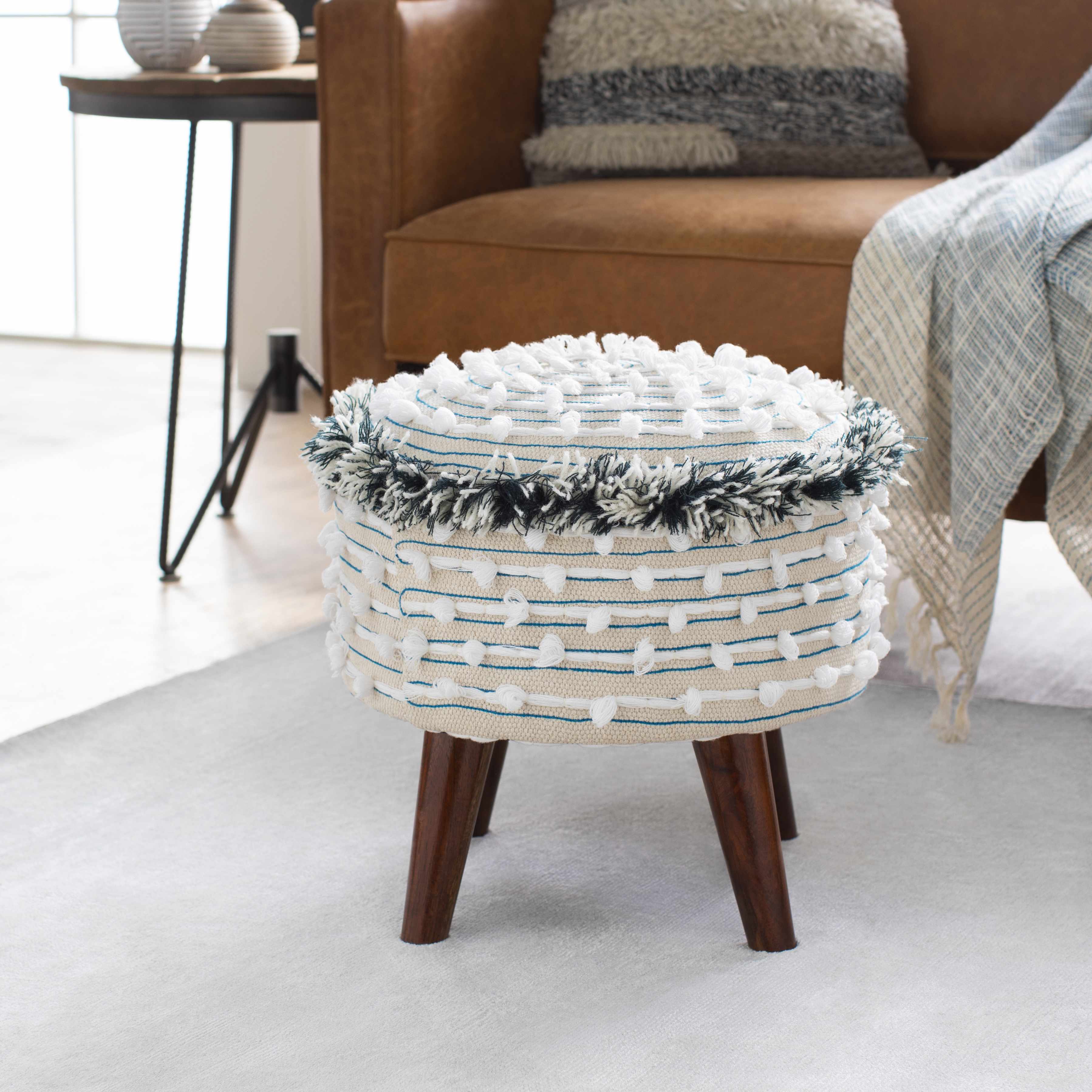 Matagami Beige Hand Woven Stool - Image 3