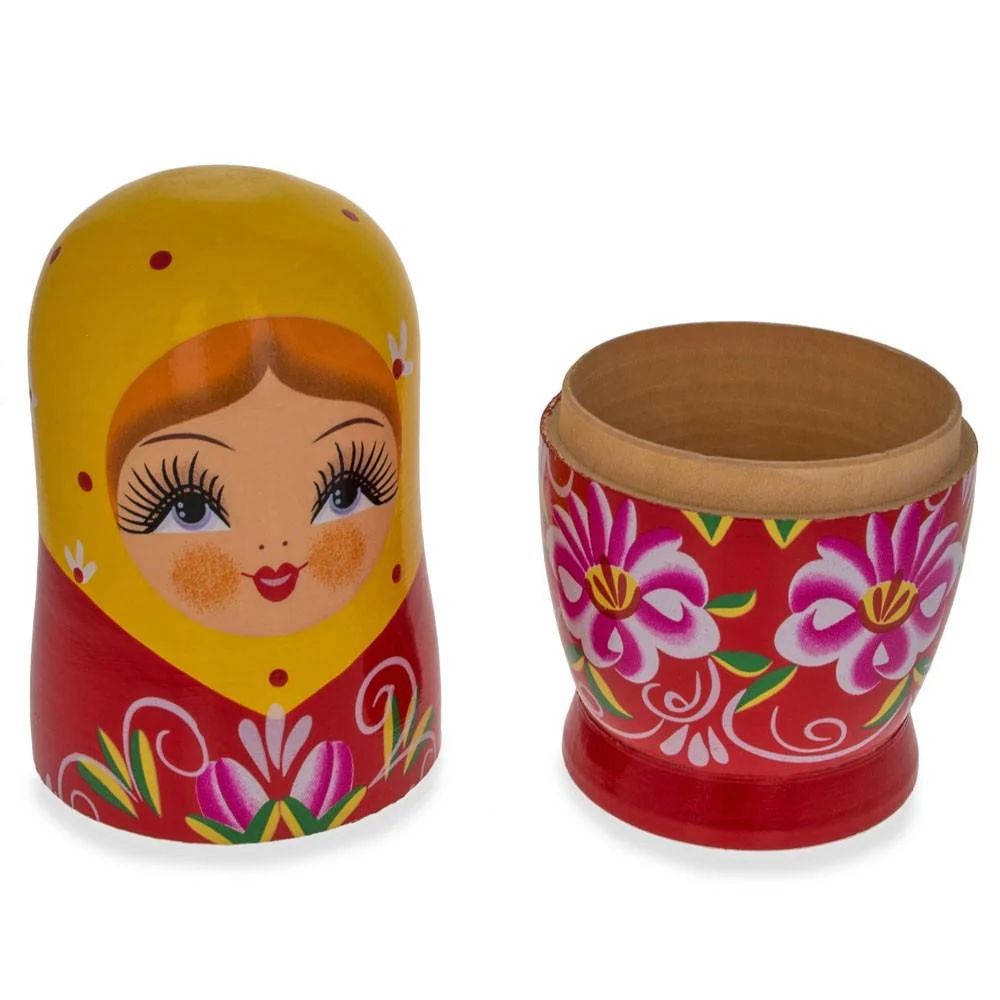 Matryoshka Wooden Nesting Doll Piggy Bank 6.5 Inches - Image 3