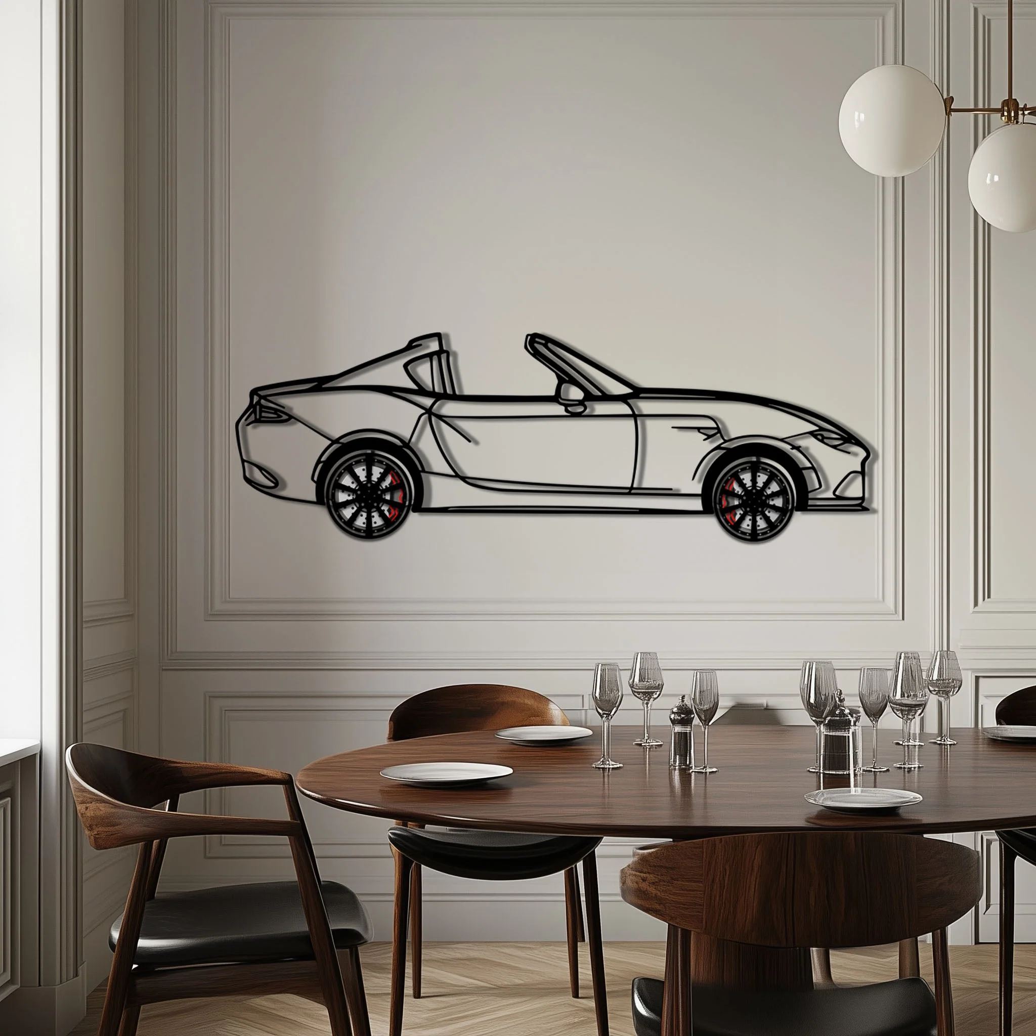 Mazda MX-5 RF Metal Car Wall Art with Rotating Wheels - JDM Roadster Silhouette - Interactive Automotive Wall Decor - KAFMEKA146 - Image 3