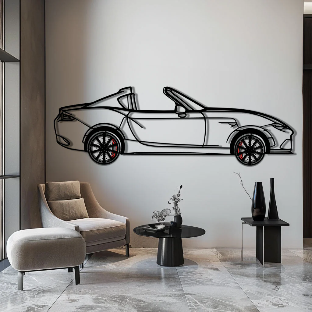 Mazda MX-5 RF Metal Car Wall Art with Rotating Wheels - JDM Roadster Silhouette - Interactive Automotive Wall Decor - KAFMEKA146 - Image 4