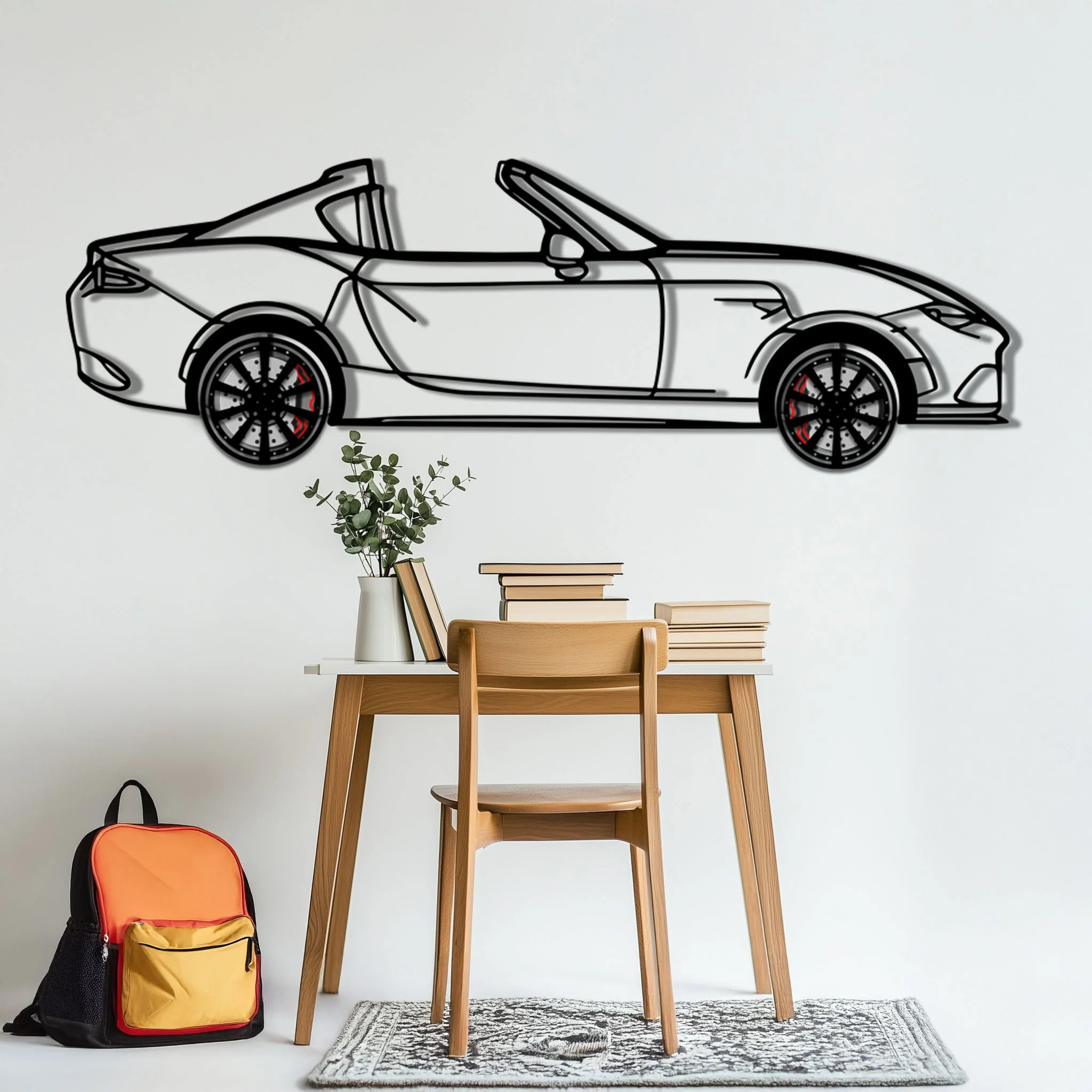 Mazda MX-5 RF Metal Car Wall Art with Rotating Wheels - JDM Roadster Silhouette - Interactive Automotive Wall Decor - KAFMEKA146 - Image 5