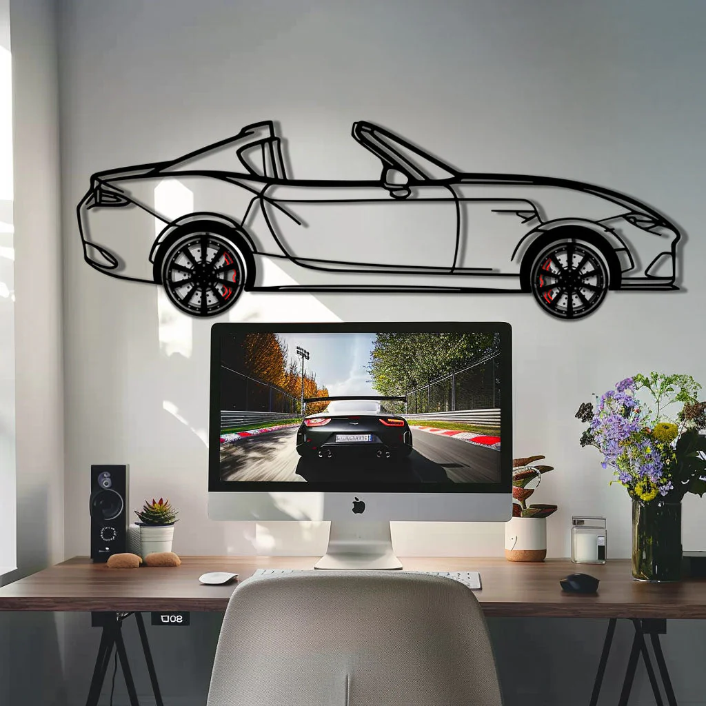 Mazda MX-5 RF Metal Car Wall Art with Rotating Wheels - JDM Roadster Silhouette - Interactive Automotive Wall Decor - KAFMEKA146 - Image 8